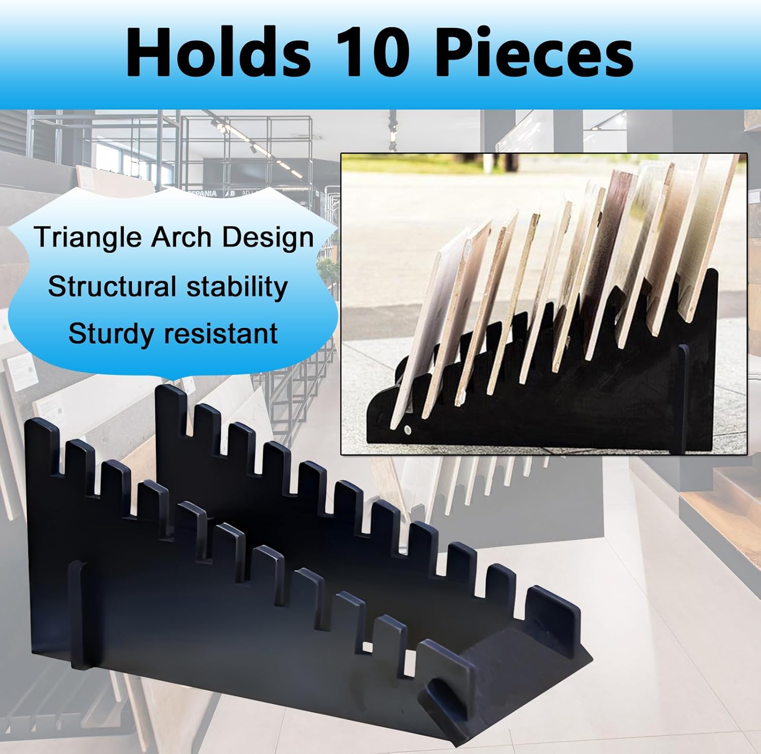 10 Tier Tile Sample Display Stand with Staggered Slots