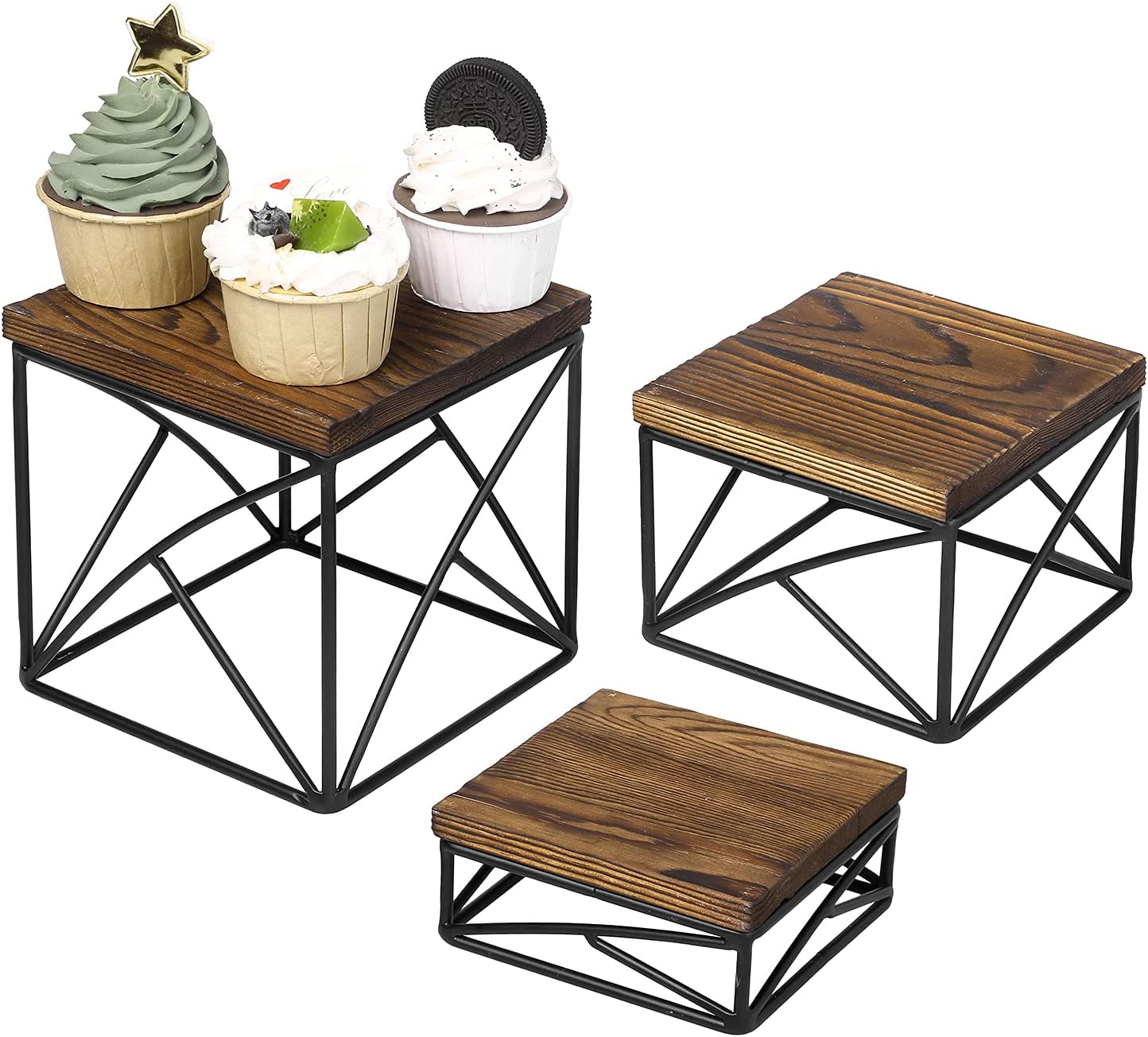 MyGift Modern Tabletop Dessert Stand Risers Set of 3
