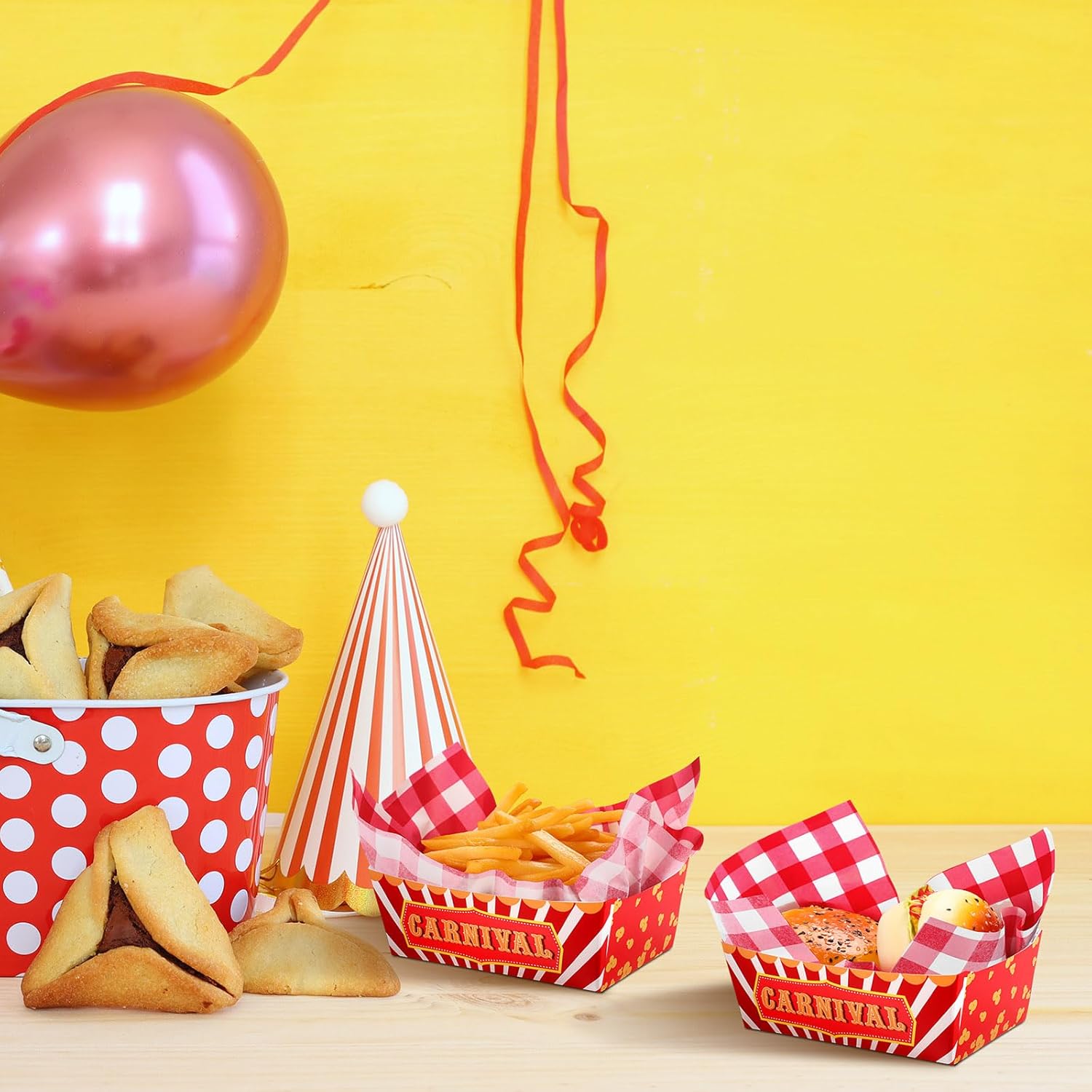 100 Pcs Carnival Food Trays with Waxed Paper for Parties