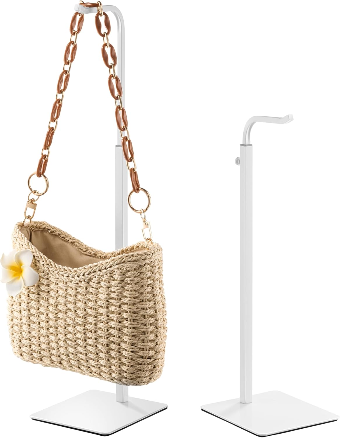 2 Pcs Purse Holder Handbag Display Stand Adjustable Hook Stand for Tabletop Closet Desk Retail Use White