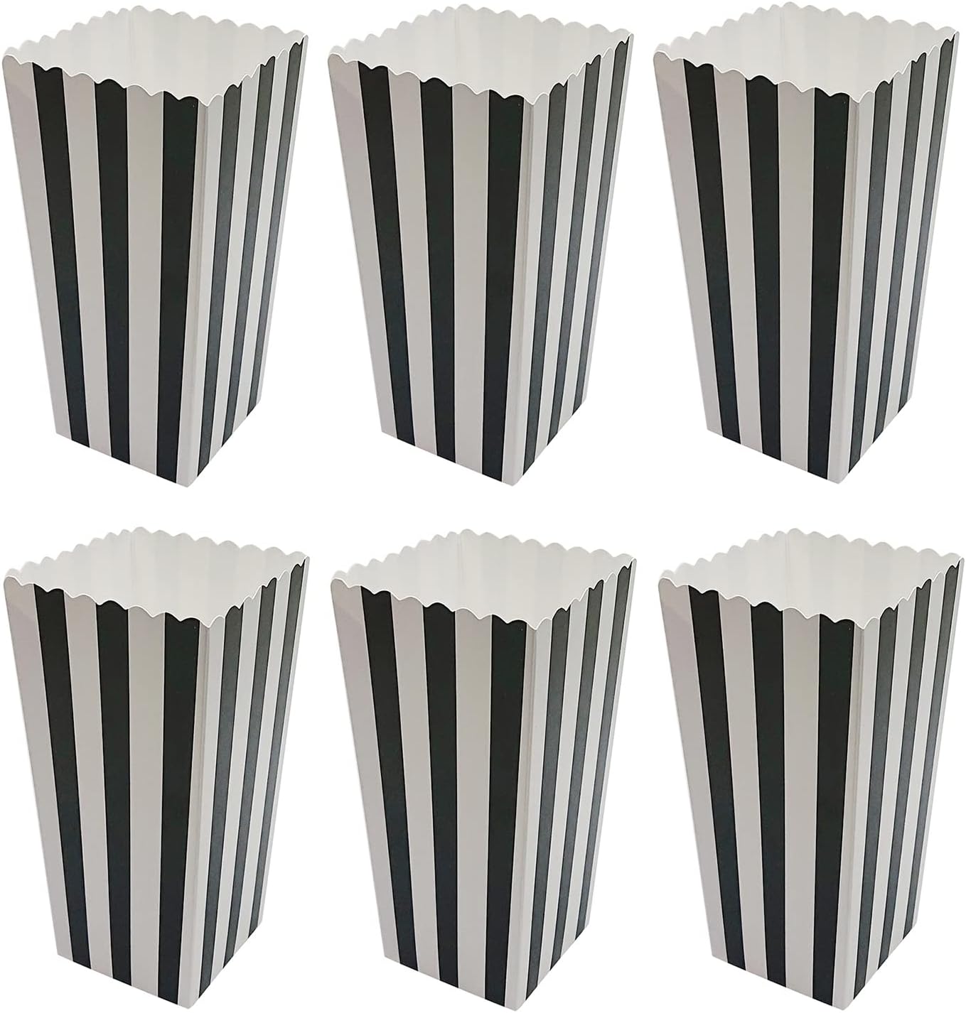 36 Pcs Popcorn Boxes with White and Black Stripes