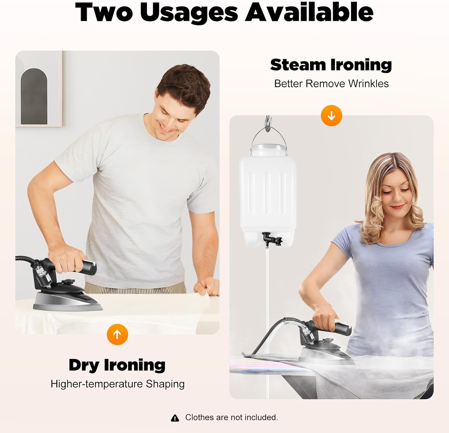 DYRABREST Industrial Gravity Steam Iron with 3L Tank and Accessories