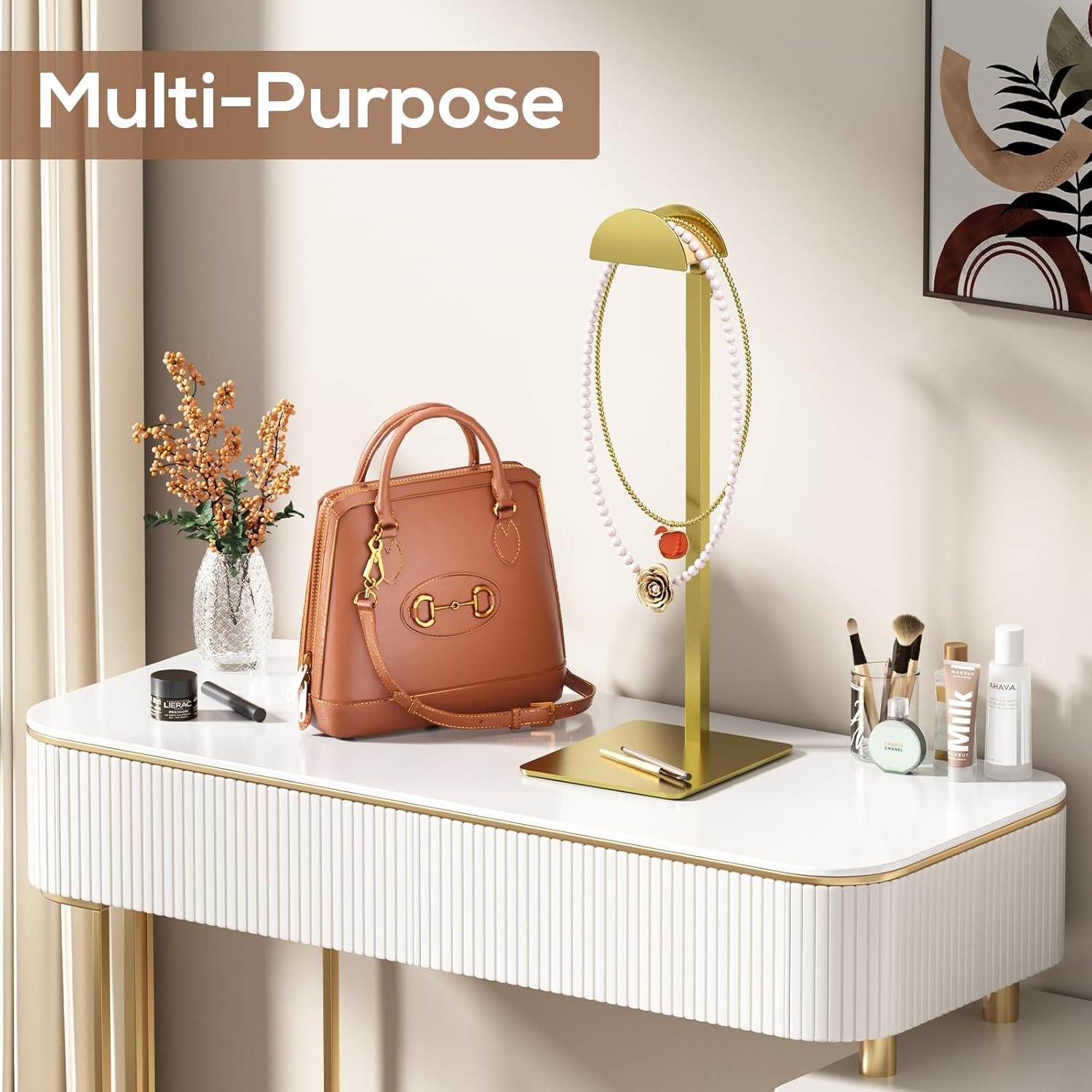 2 Pack Gold Purse Display Stand for Vanities and Retail