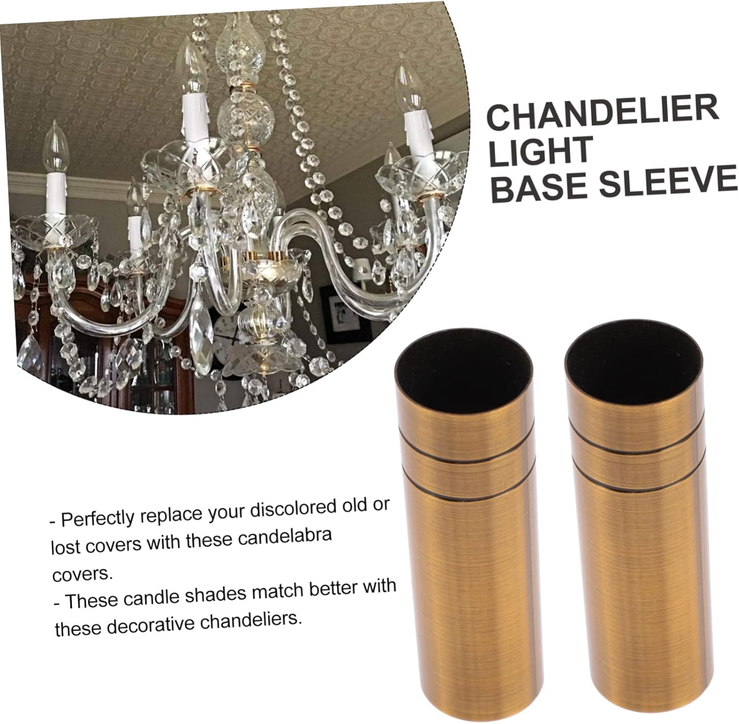 2pcs Chandelier Base Cover Lamp Holder Tube Sleeve for Crystal Chandelier