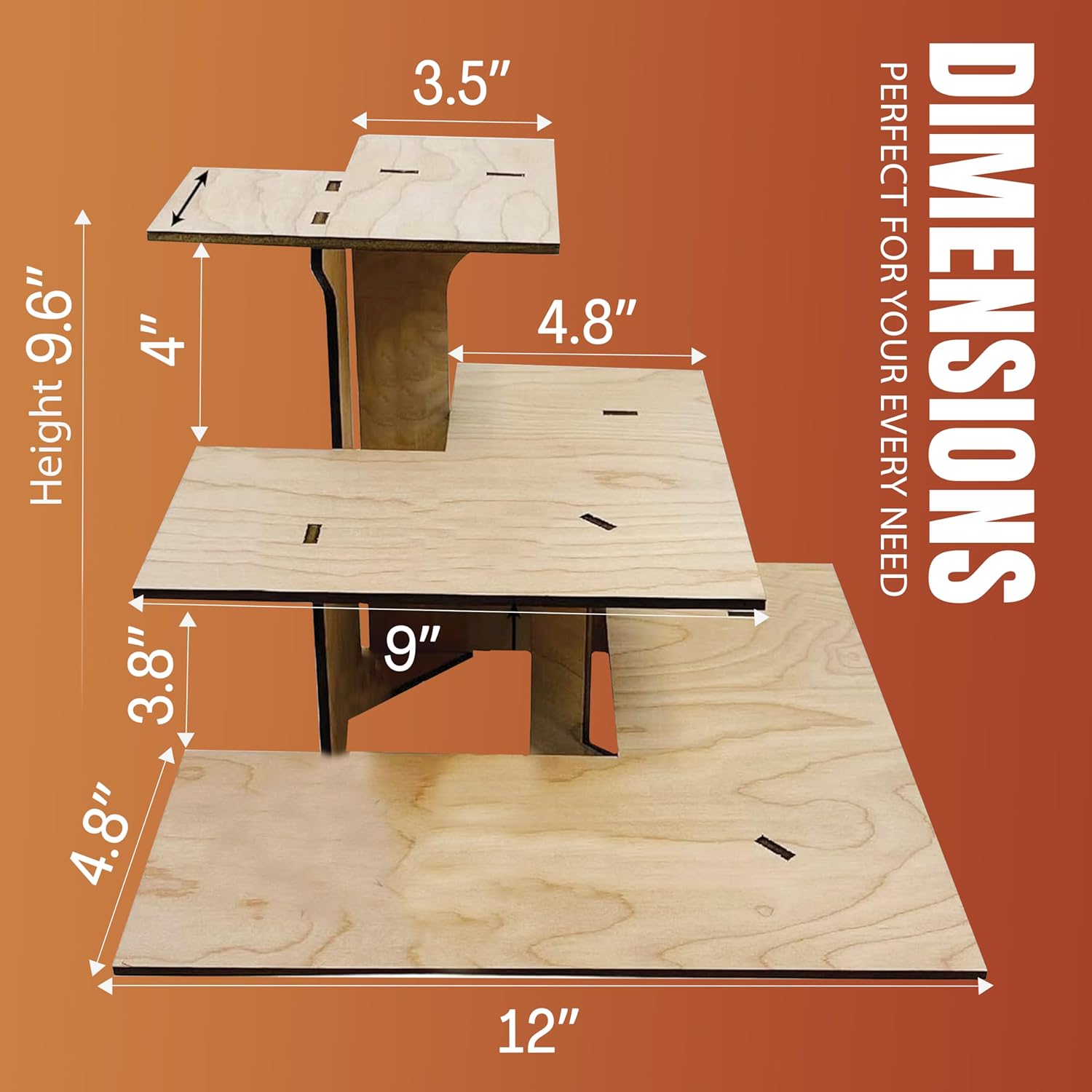 Torched 3-Tier Corner Display Stand with Shelves