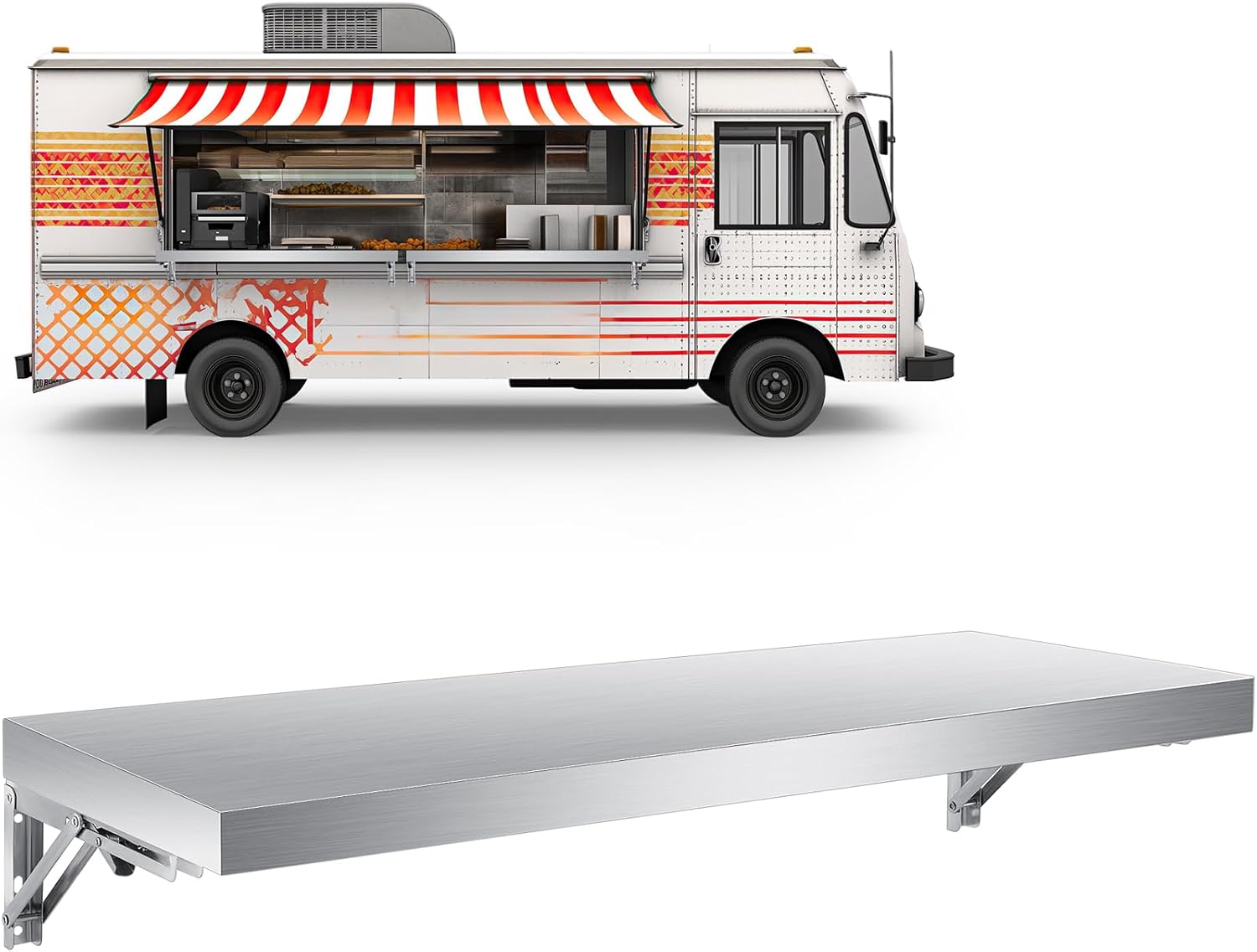Stainless Steel Folding Wall Shelf for Food Trucks