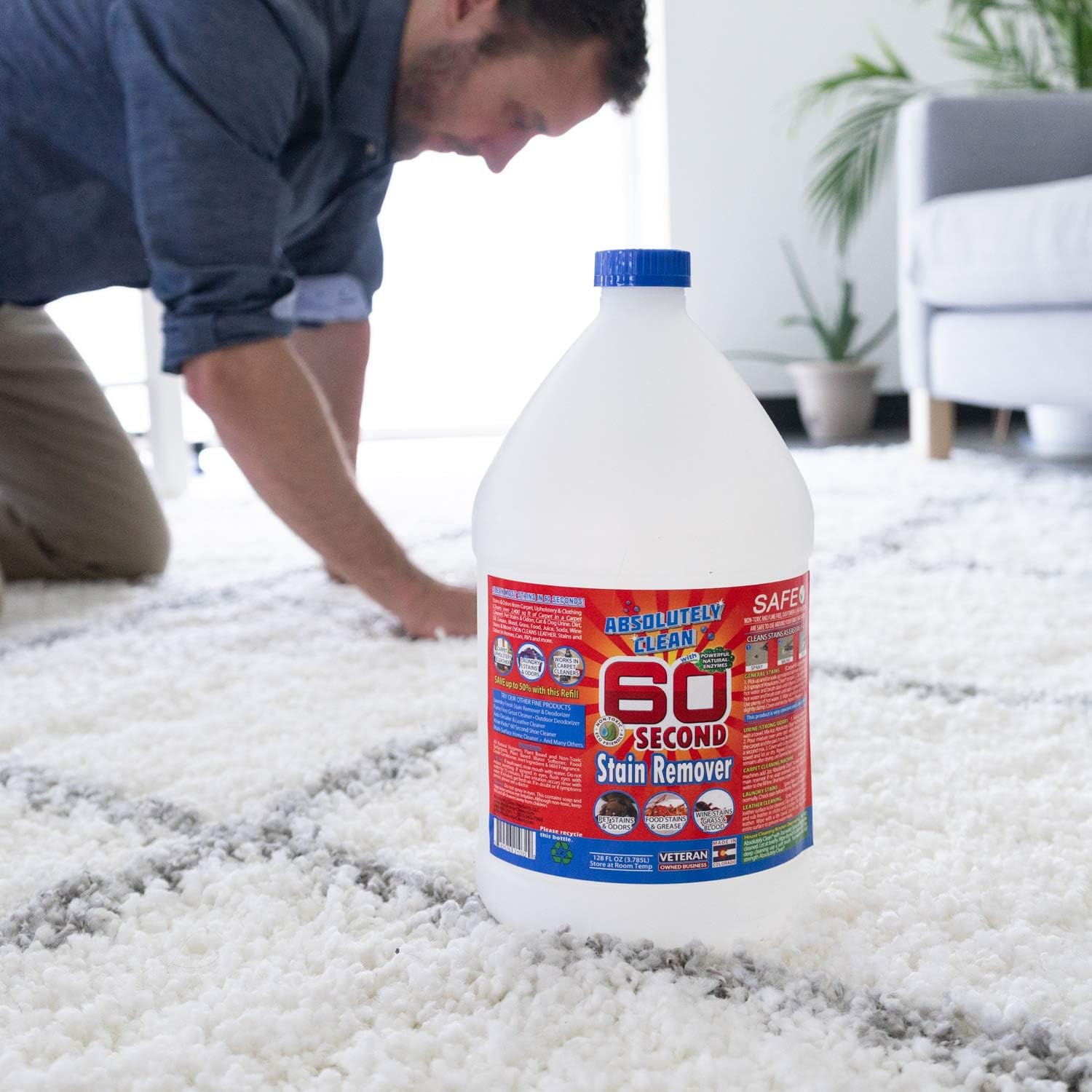 Absolutely Clean 60 Second Stain Remover - 128oz - Natural Eco Friendly
