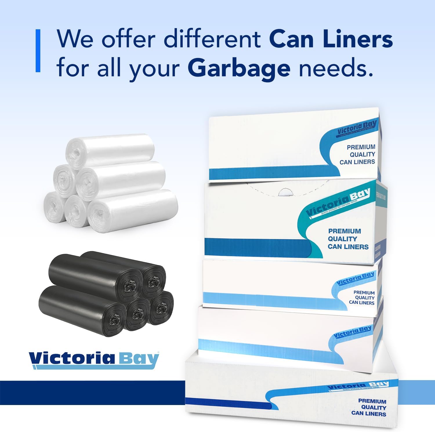 VicBay 13 Gallon Black Trash Bags 1000 Ct Can Liners