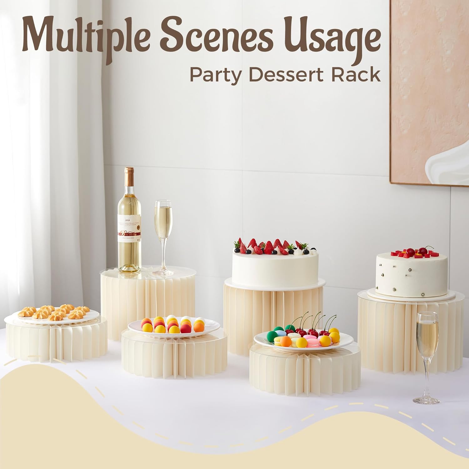 4-Pack White Buffet Risers with Acrylic Plates