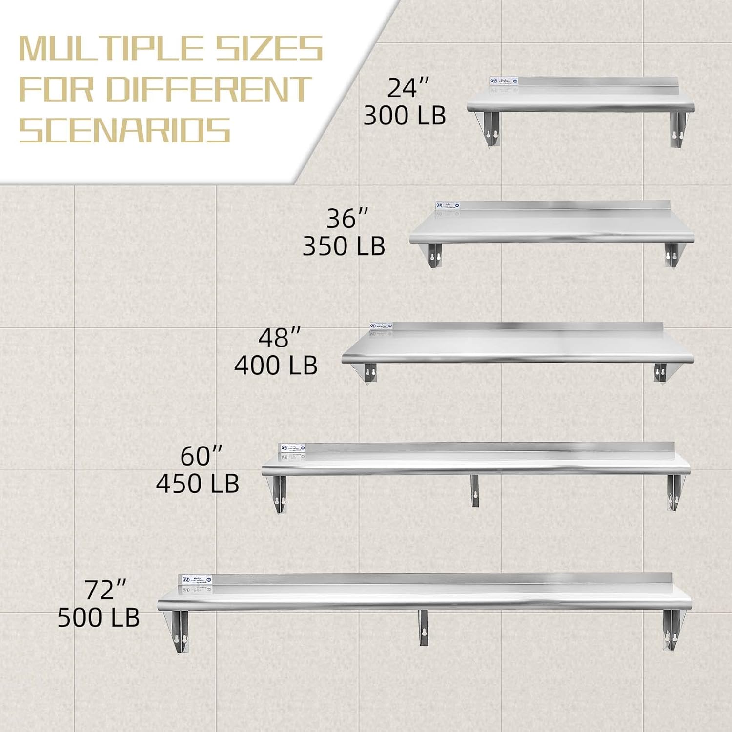 Hally Sinks Tables H 18x24 Inch Stainless Steel Shelf 300 lb