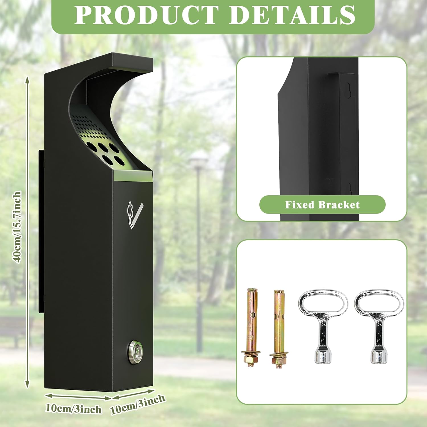 Steel Wall Mounted Trash Disposal Outdoor Commercial