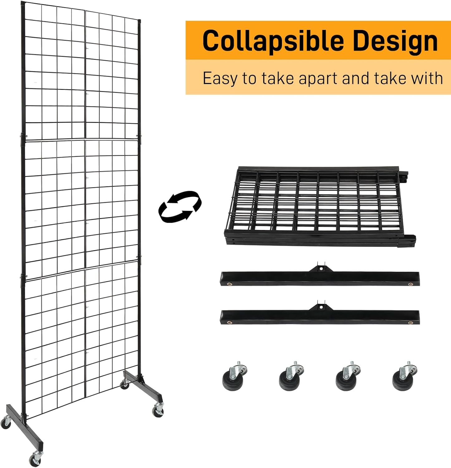 Bonnlo 2 x 6 Detachable Gridwall for Easy Transport