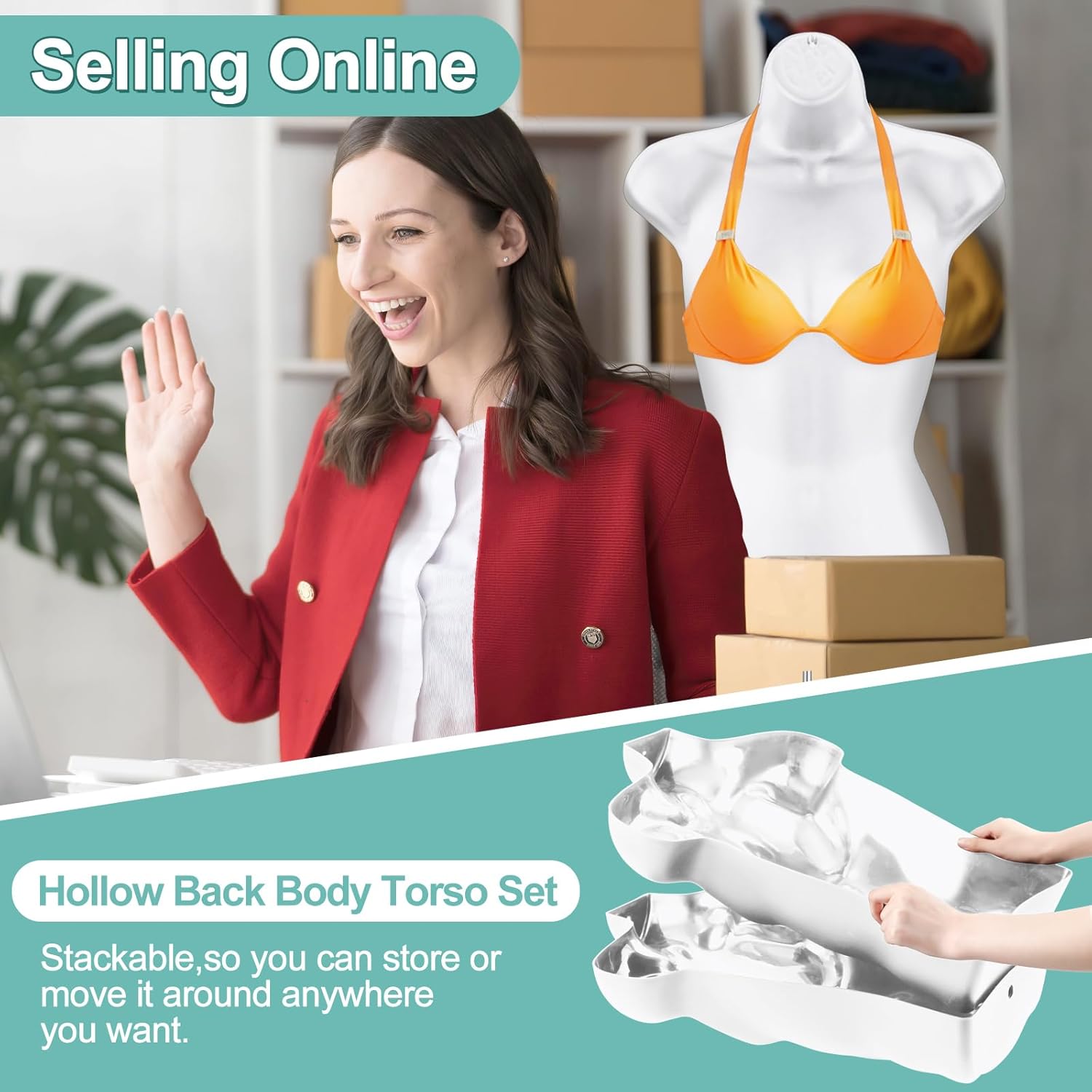 Geetery 2 Piece Female Mannequin Torso with Stand and Hanging Hook