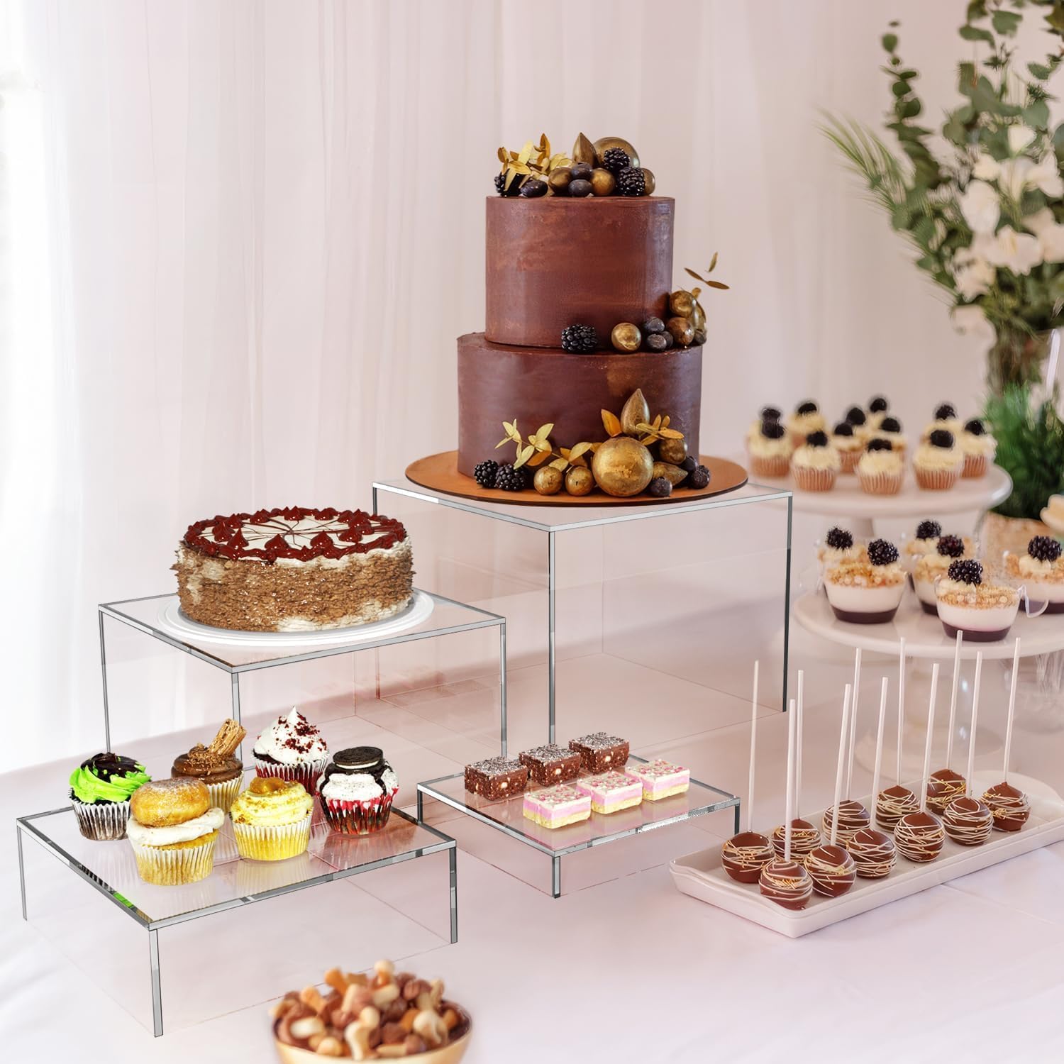 Set of 4 Acrylic Display Boxes with Hollow Bottoms