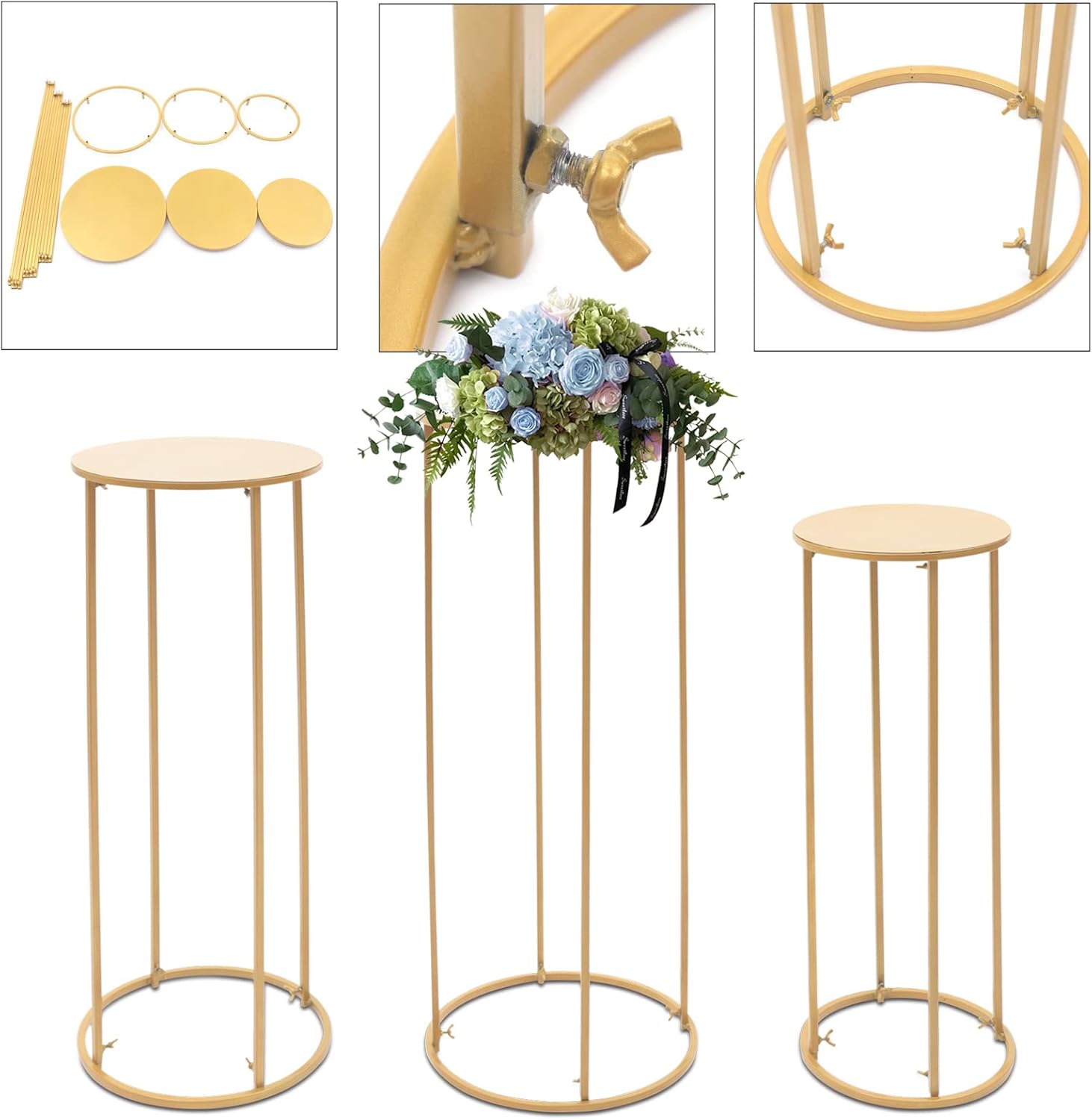 Gold Cylinder Stand for Party Decor 3PC A1 Size