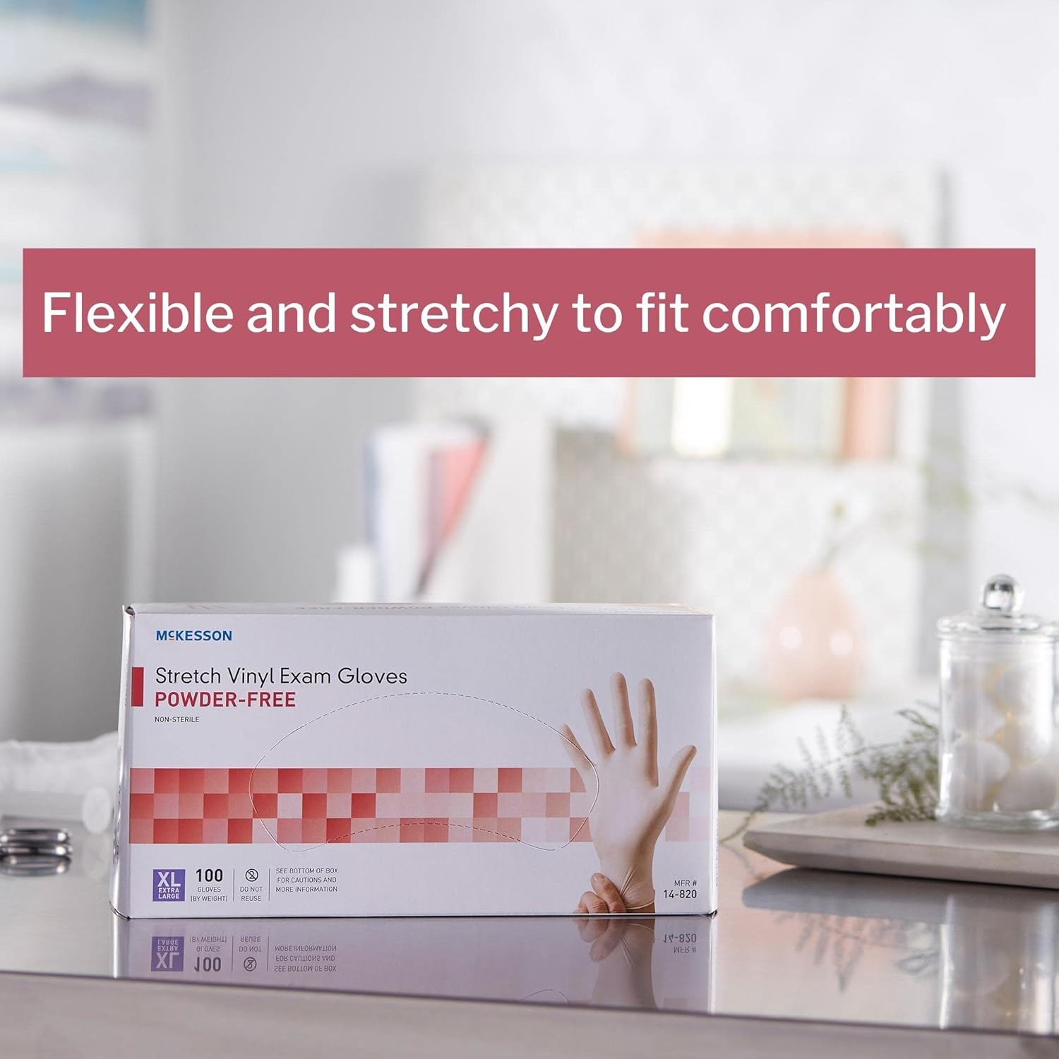 McKesson Stretch Vinyl Exam Gloves 100 Count 1 Box XL Size