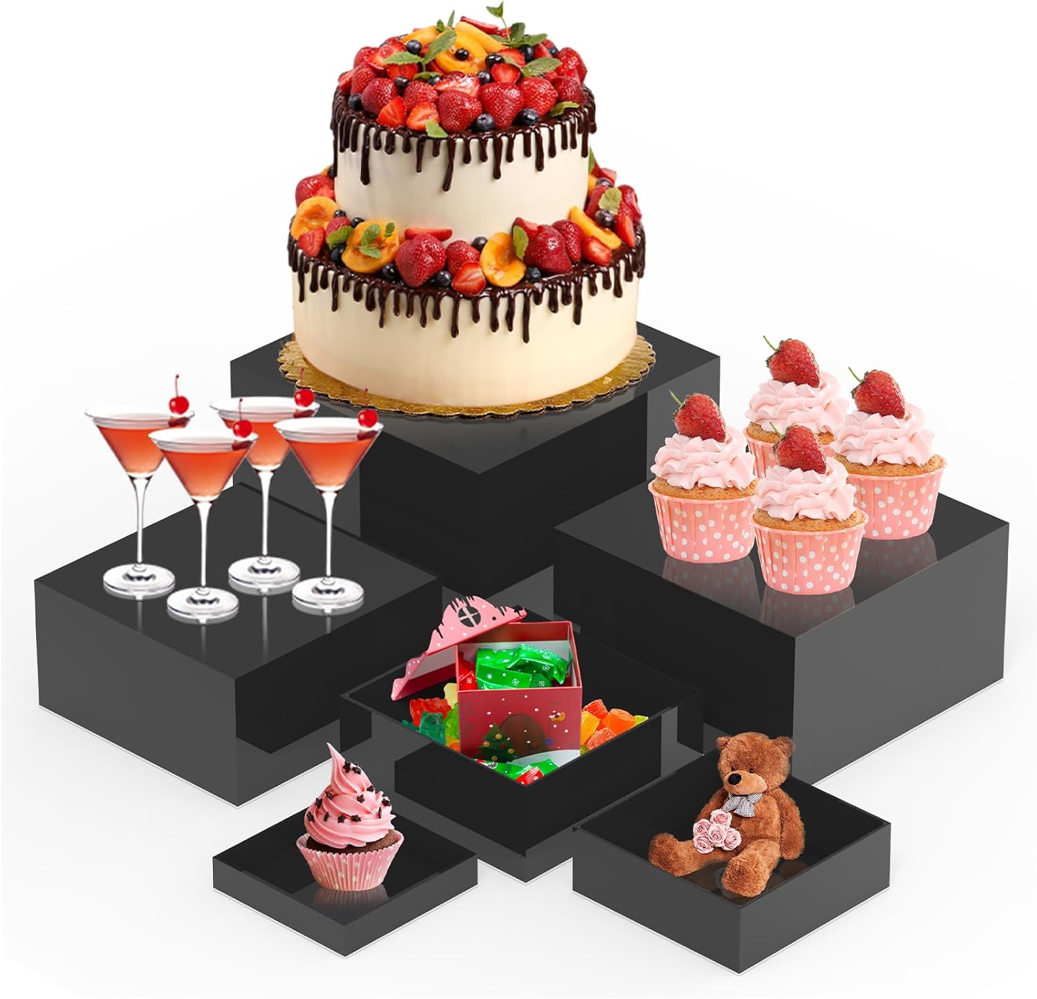 CHONOVO Buffet Risers Set of 6 Acrylic Display Stands