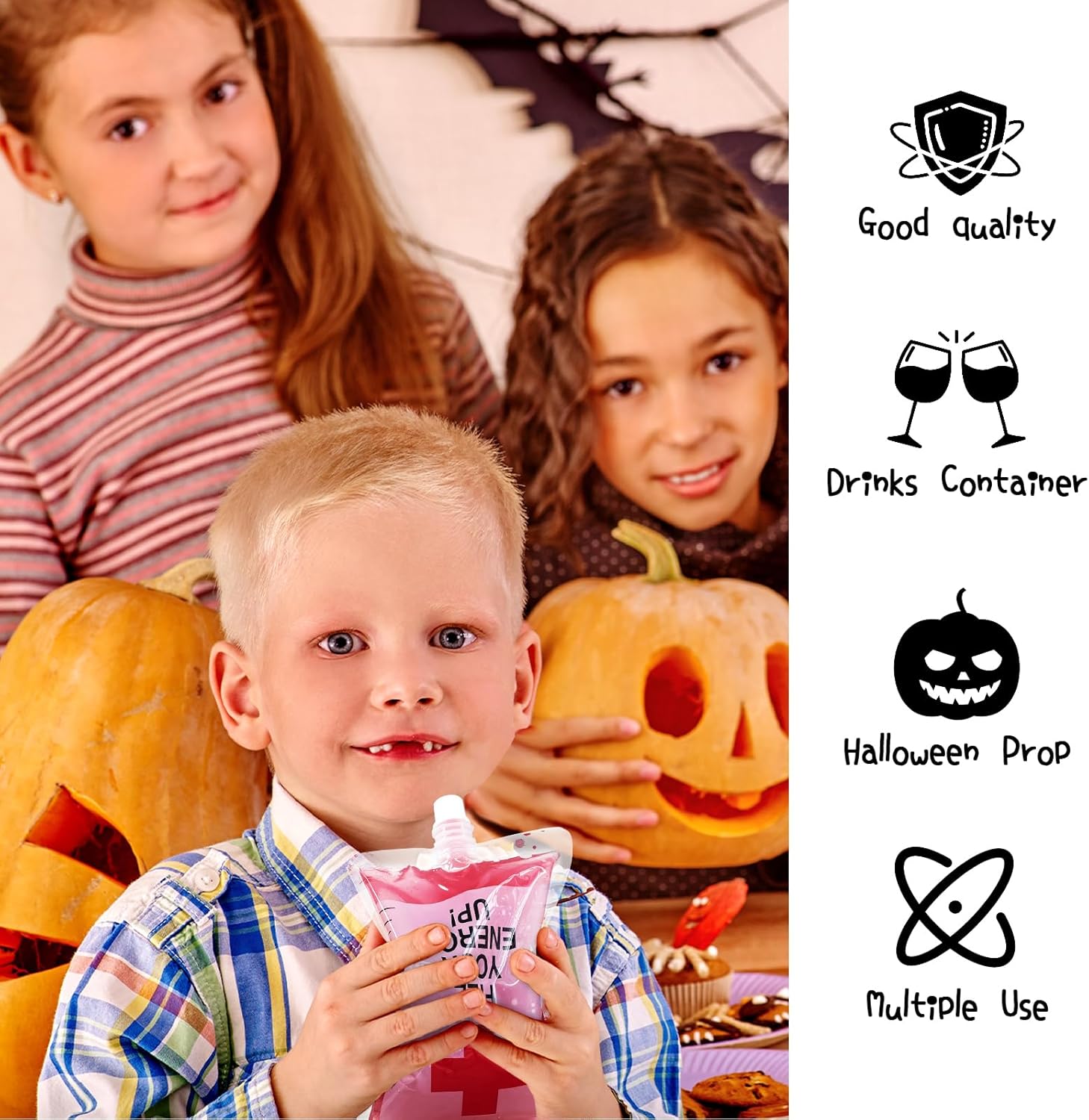 40 Pcs Halloween Blood Bags for Drinks Reusable with Funnel