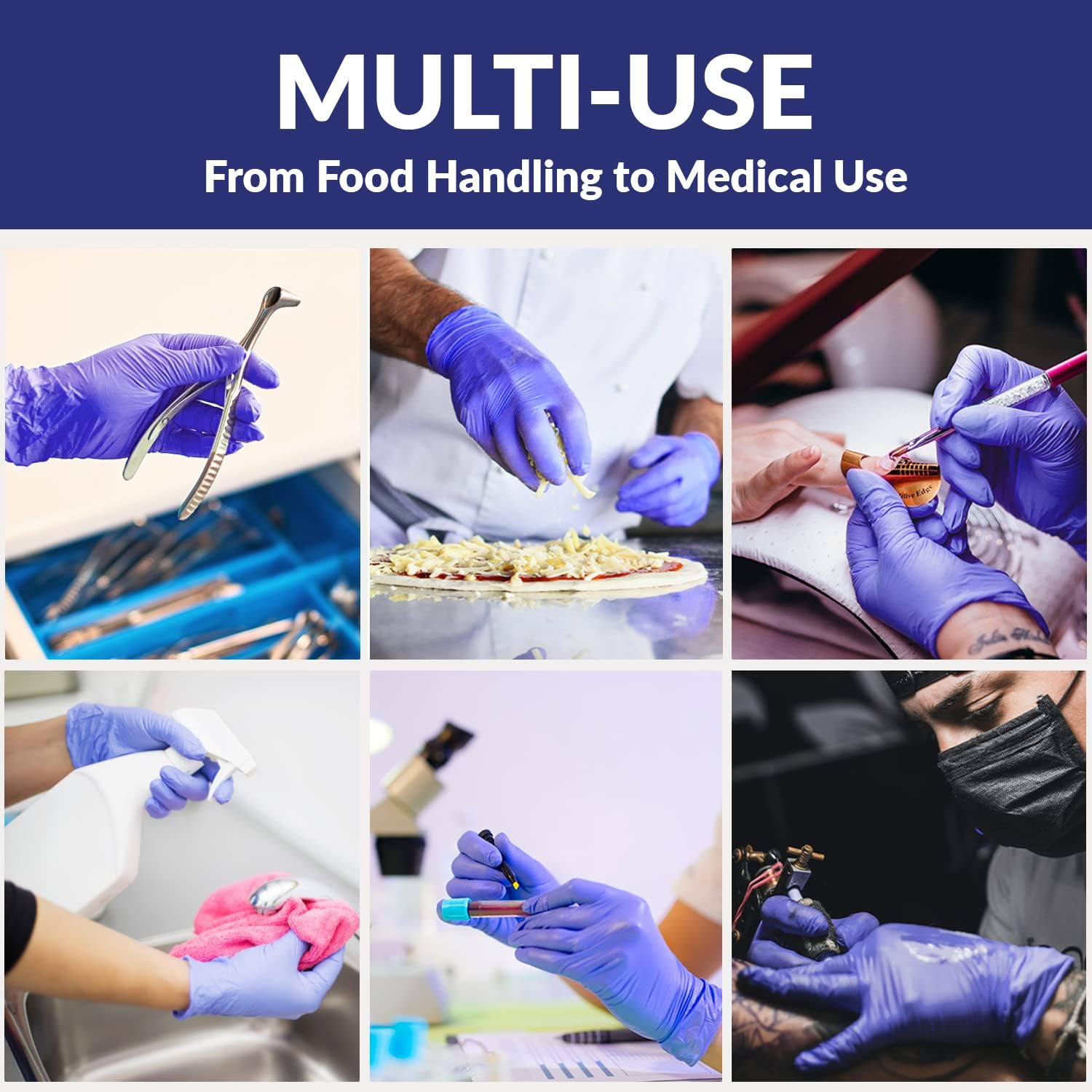 Klex Nitrile Exam Gloves - Medical Grade Powder Free Rubber Latex Free Food Safe Lavender