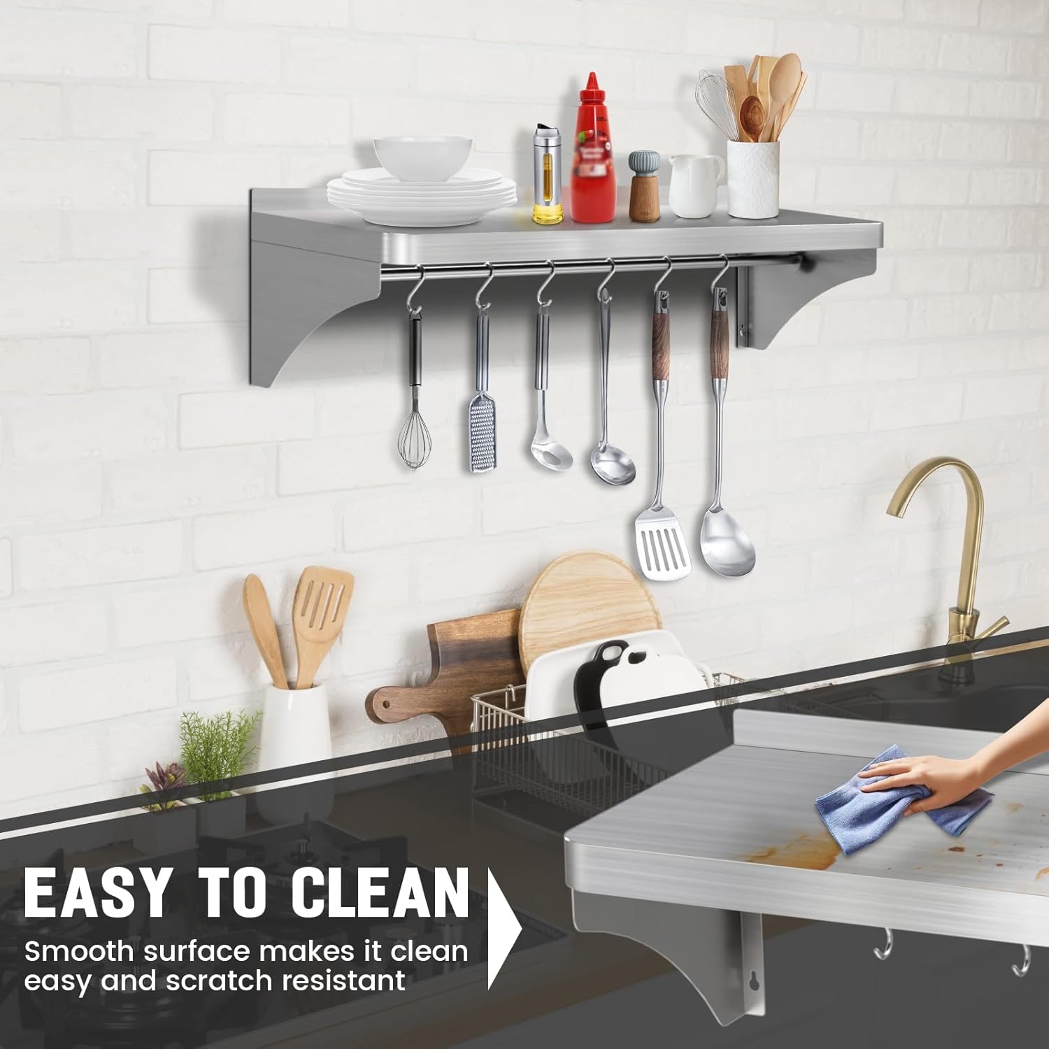 VENFAN 12x36 Stainless Steel Wall Shelf
