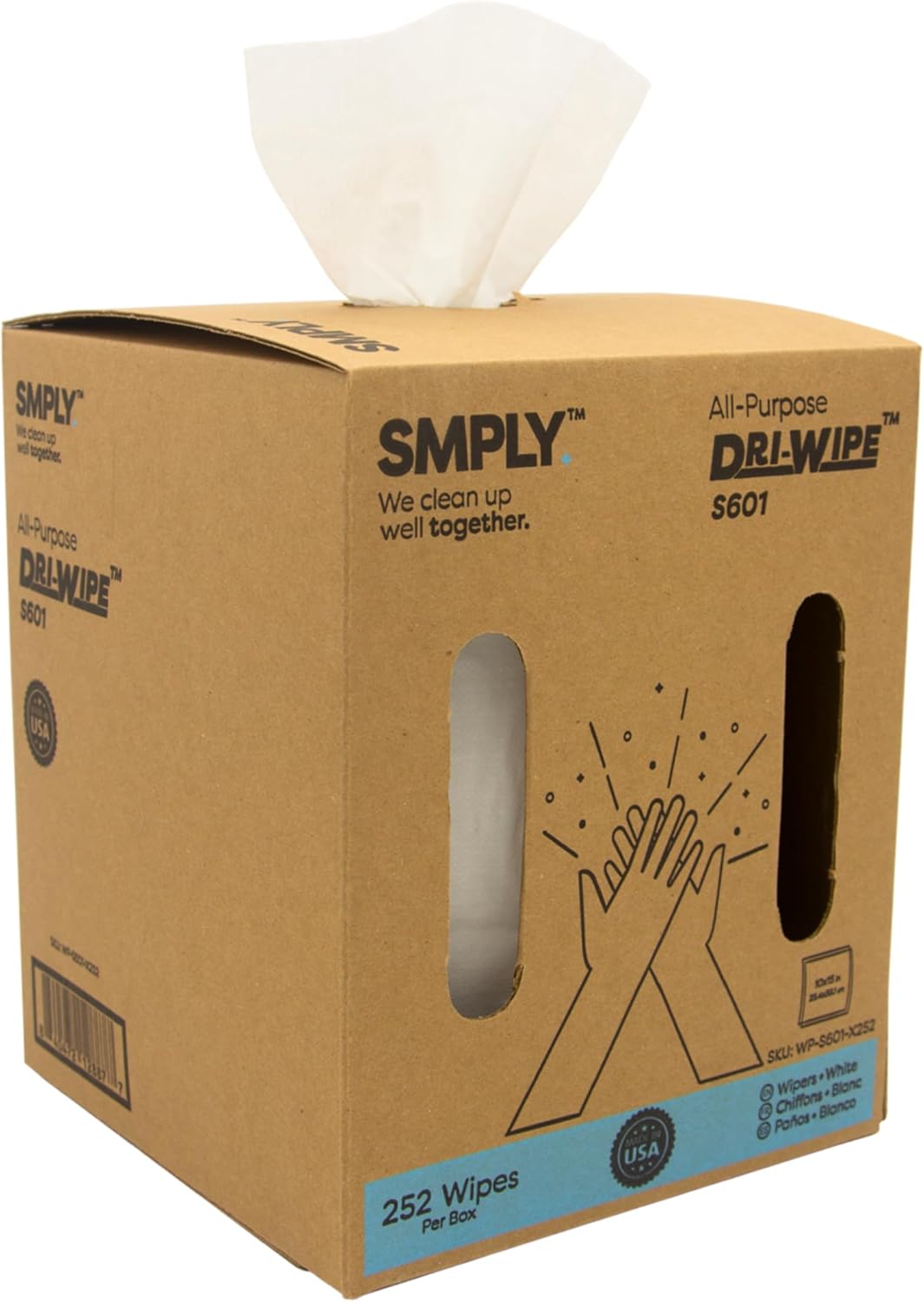 Dri-Wipe S601 by SMPLY Brands 252 Wipes All-Purpose Disposable Cleaning