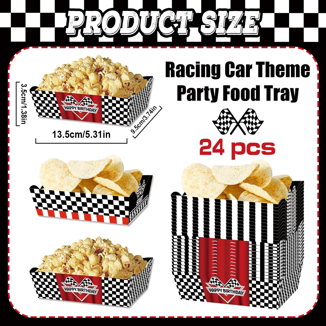 24 Pcs Racing Car Theme Food Trays for Kids Birthday Party