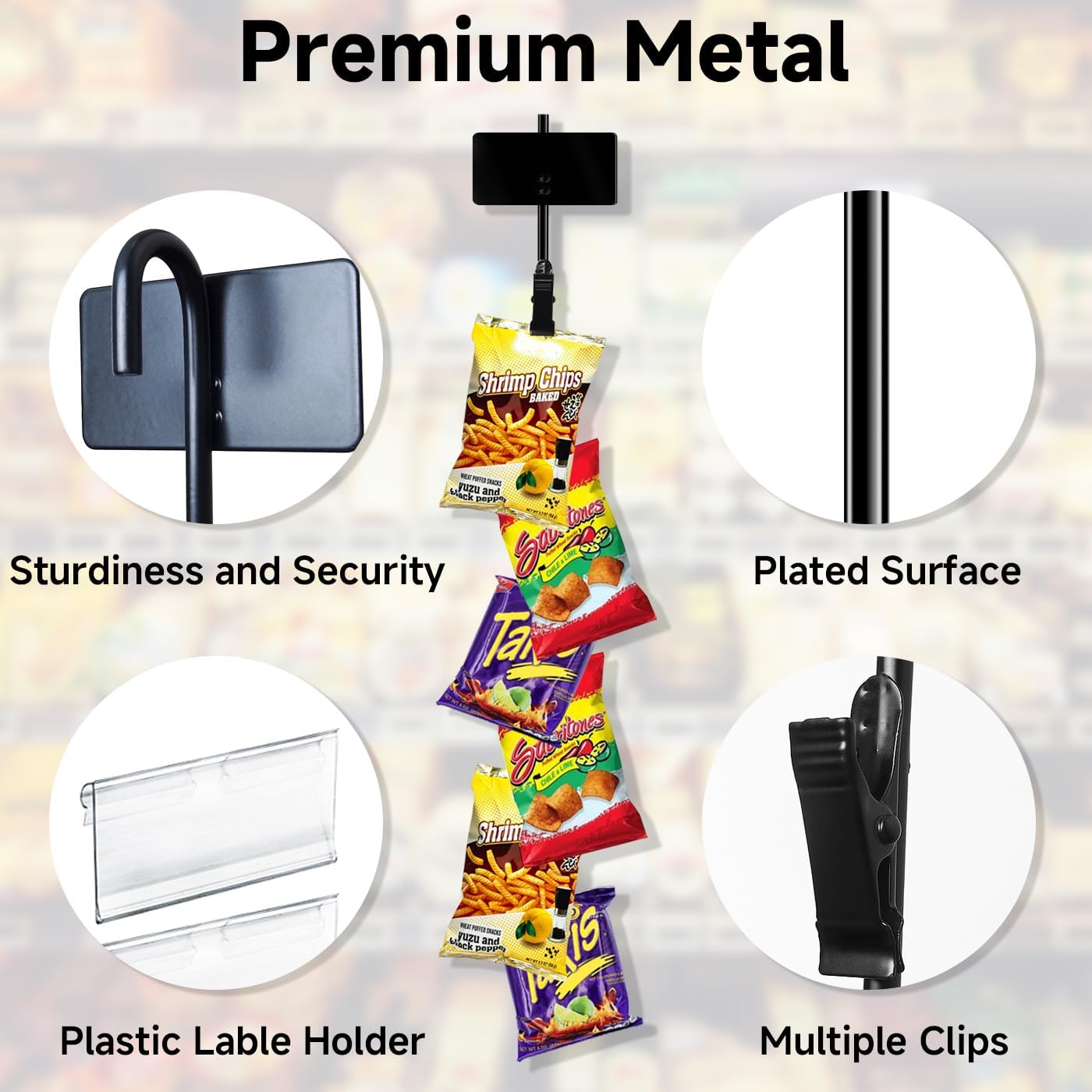 Hanging Merchandise Strips with 6 Clip Holders 4 Pack