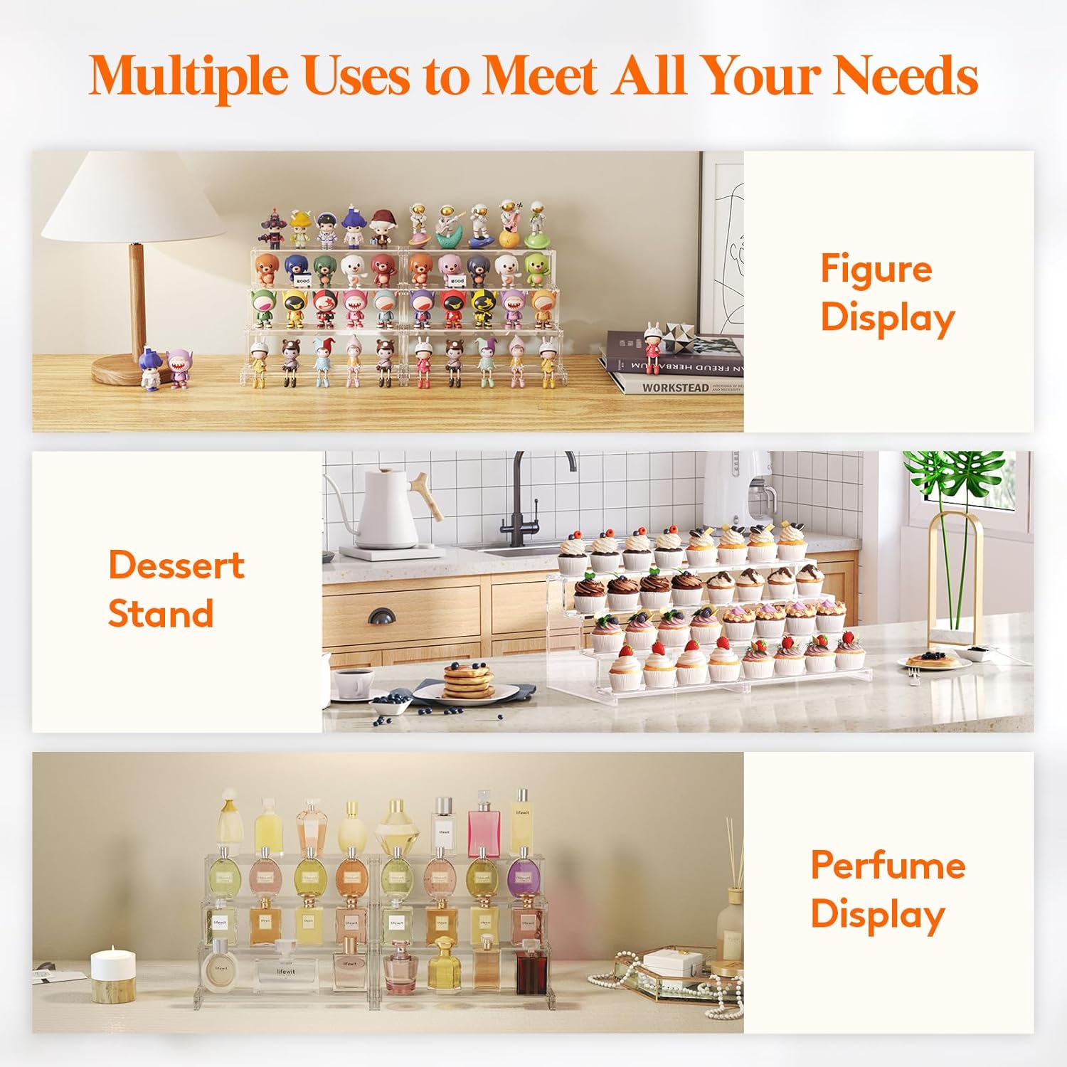 Lifewit 4 Tier Clear Display Stand for Cupcakes Perfumes Desserts Figurines