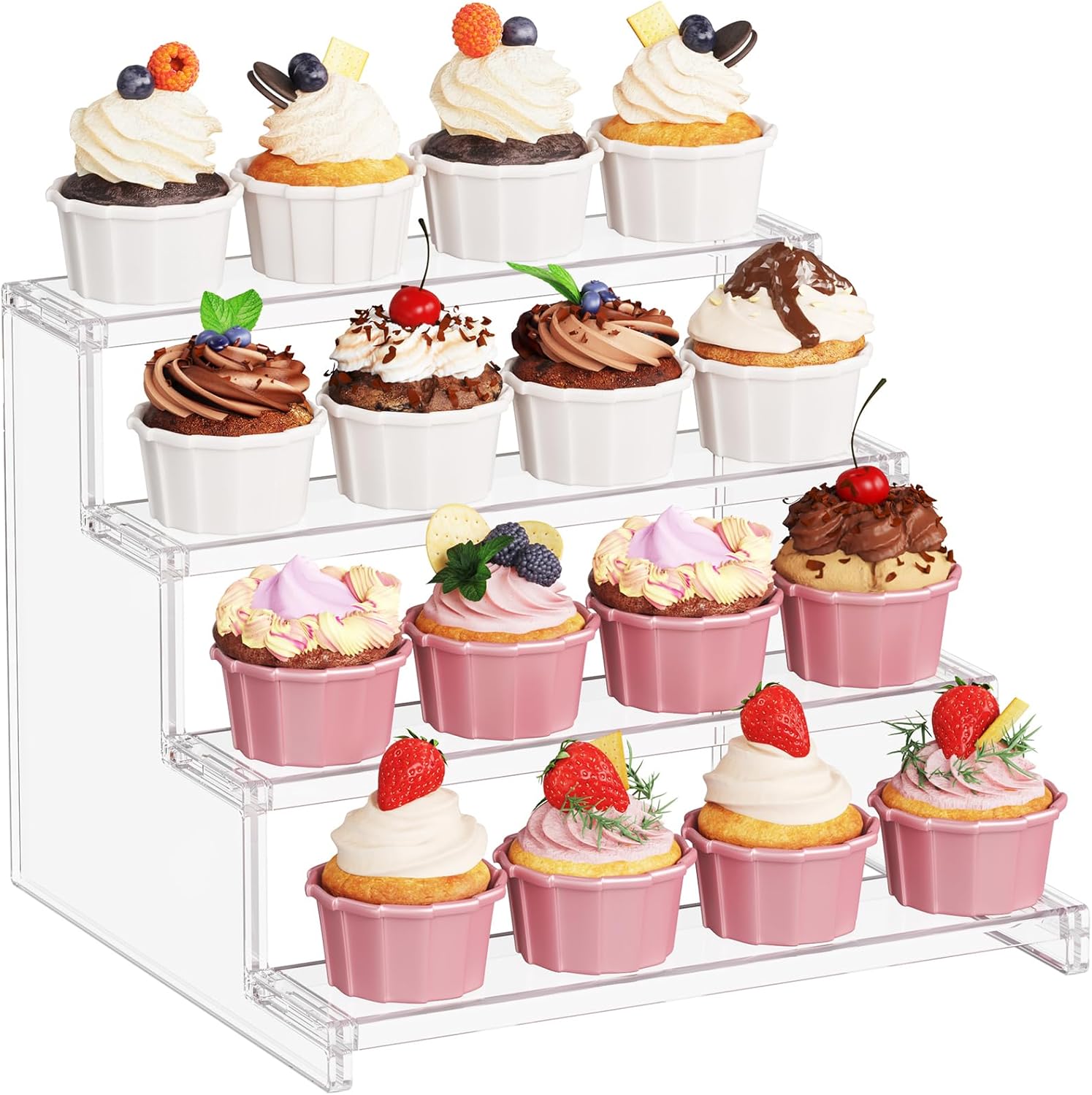 Lifewit 4 Tier Clear Display Stand for Cupcakes Perfumes Desserts Figurines