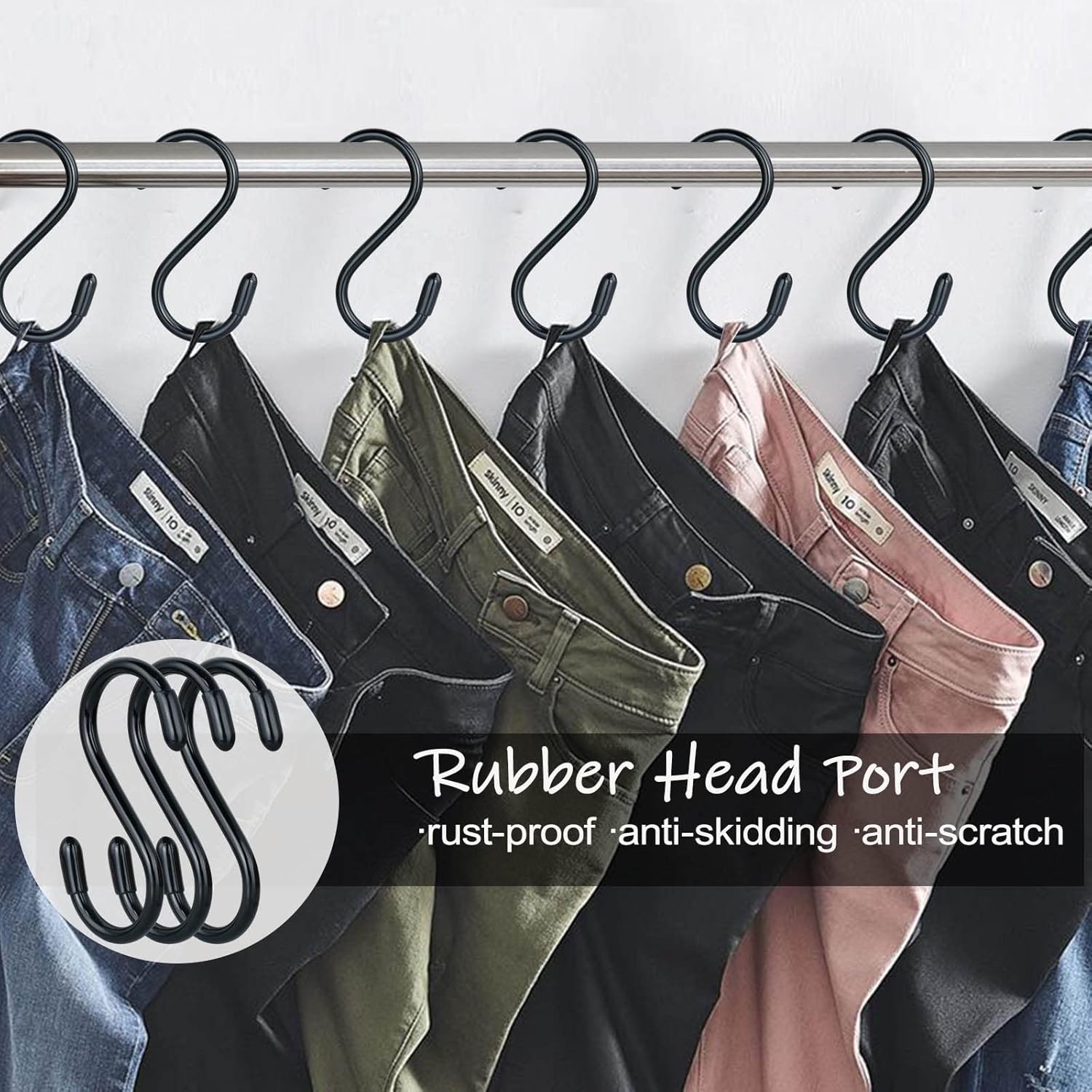 3 Inch Vinyl Coated S Hooks 10 Pack Heavy Duty Non Slip