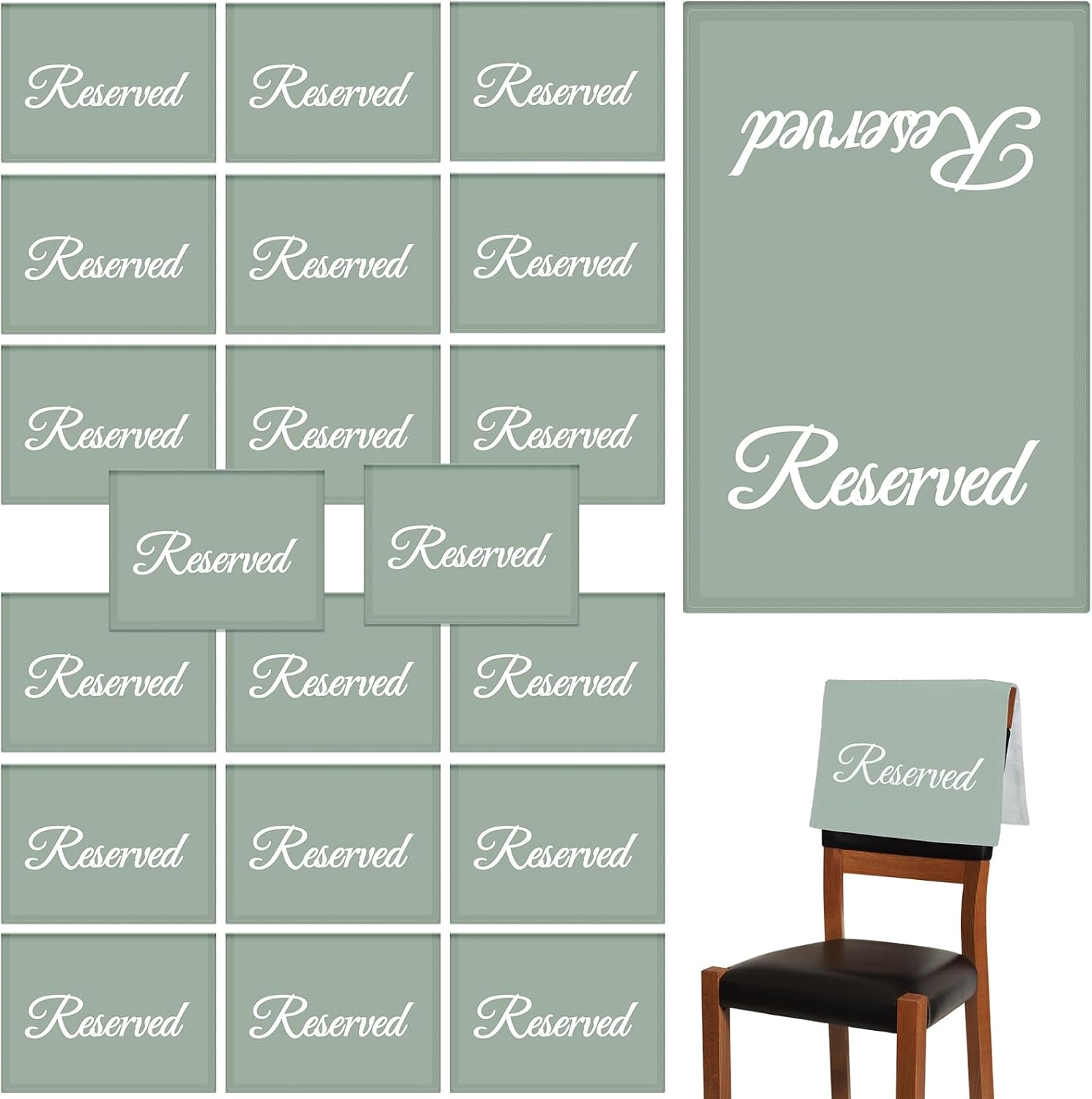 CHENGU 20 Pack Reserved Seating Signs 1181 x 1772 Inches Sage Green