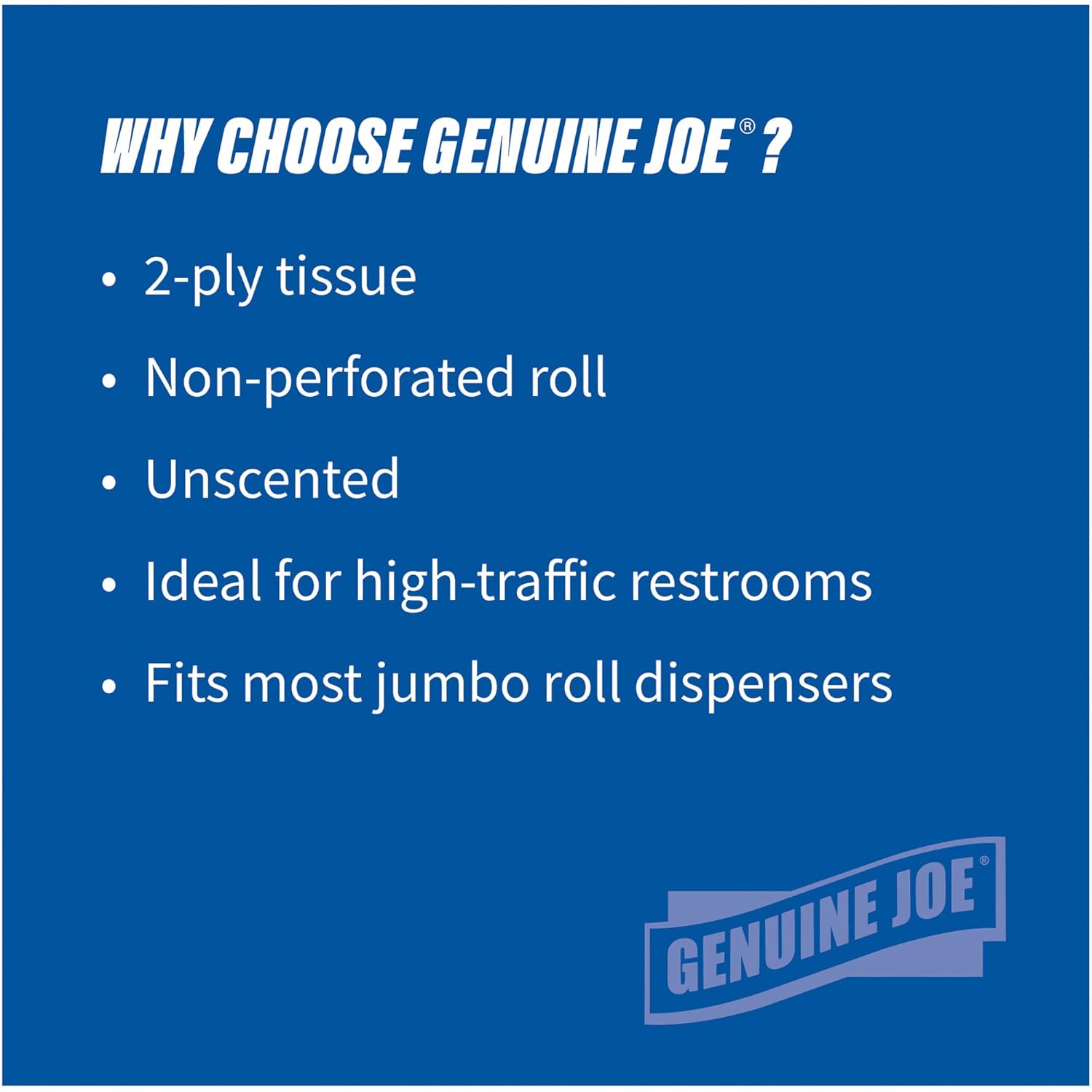 Genuine Joe Jumbo Roll Toilet Paper 2-Ply 12 Pack