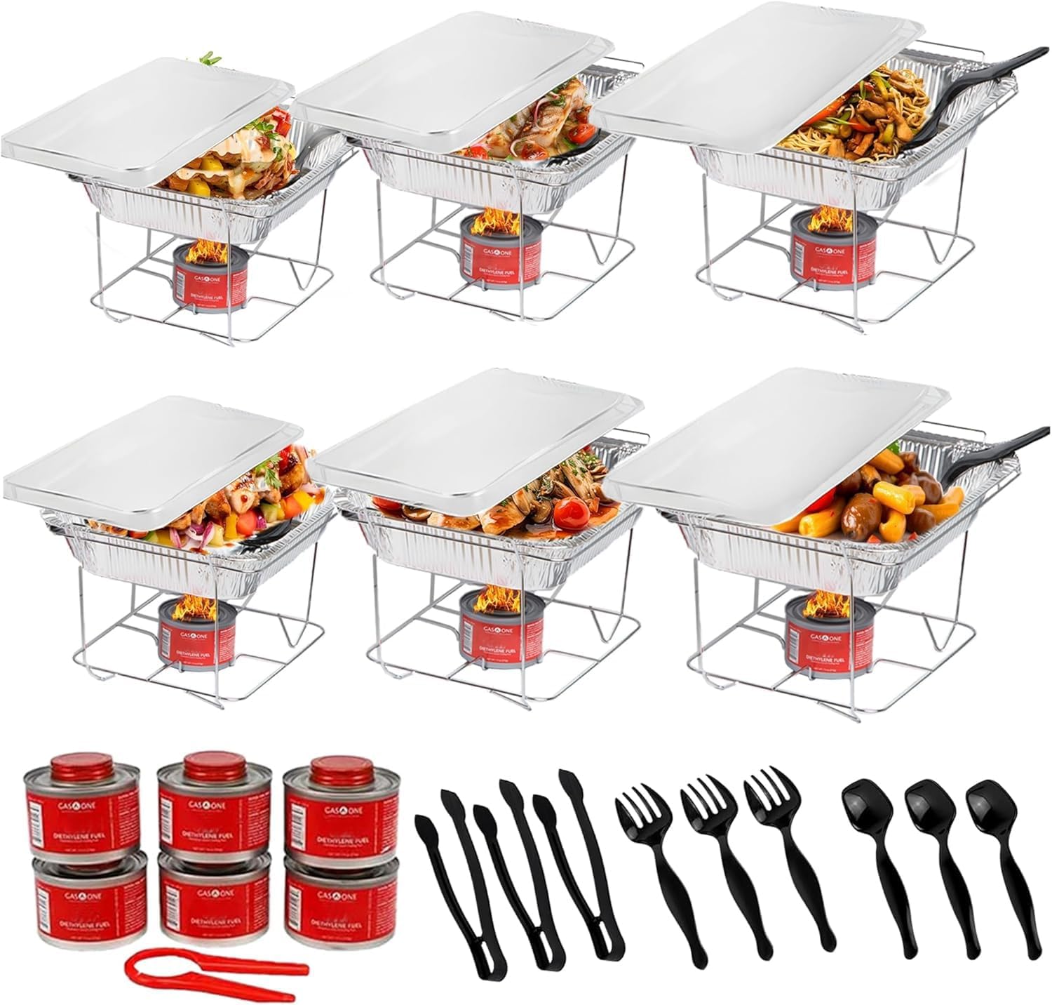 6 Pack Disposable Chafing Dish Buffet Set