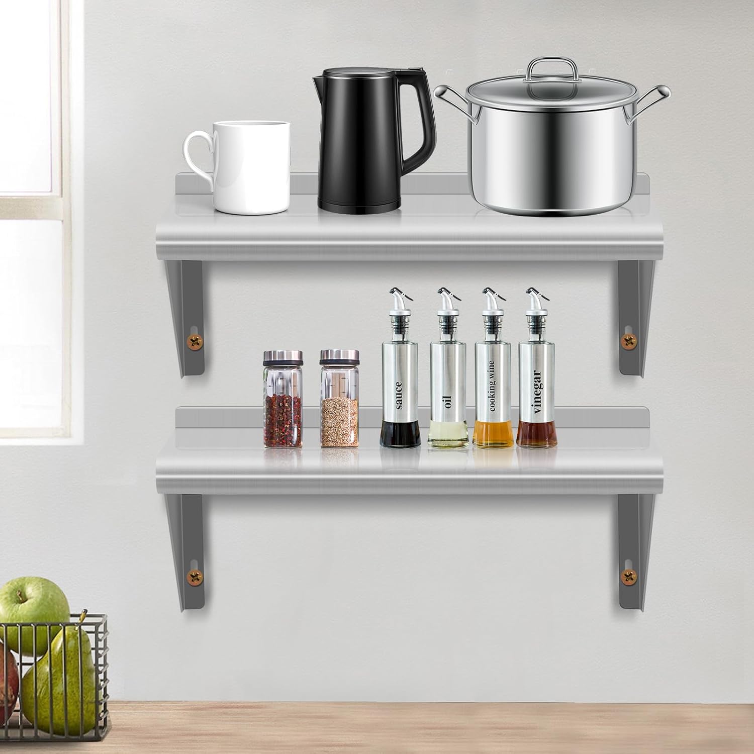 Stainless Steel Wall Mounted Shelves 2PACKS