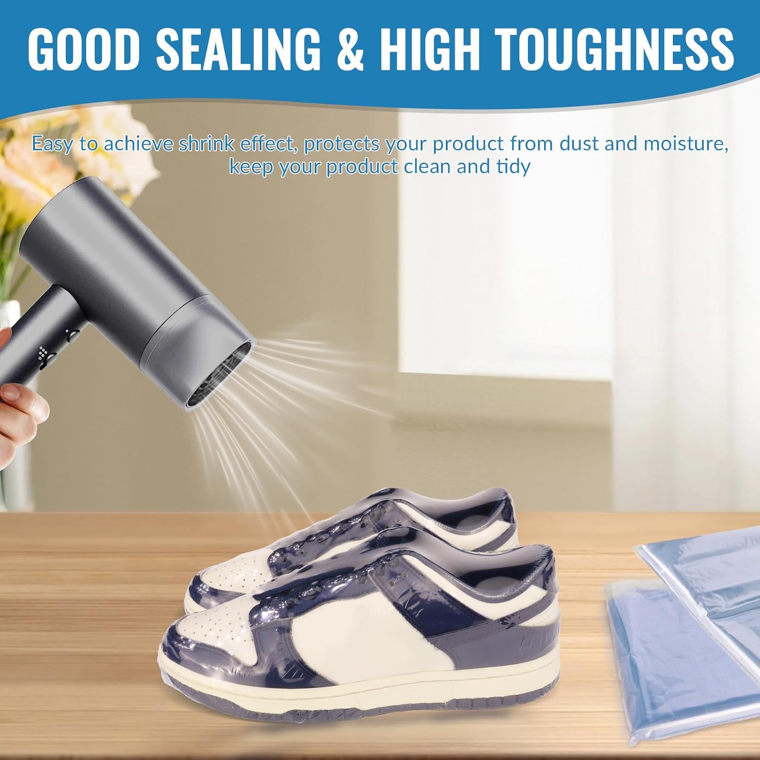 Yeumk 50PCS 10x14 Inch Clear PVC Heat Seal Shrink Wrap Bags for Packaging