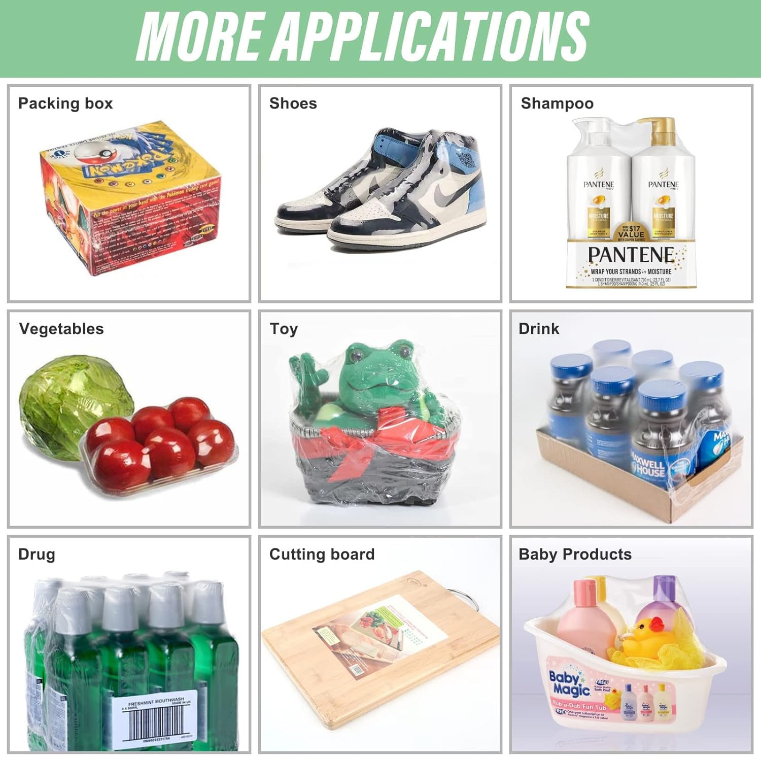 AOUKAR Shrink Wrap Bags 300Pcs 8x12 Inch Clear PVC Heat Sealing Wrap for Packaging