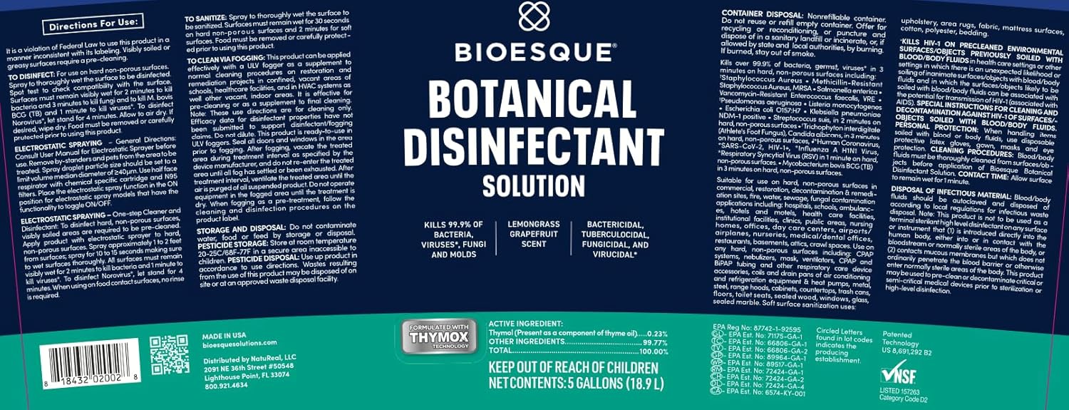 Bioesque Botanical Disinfectant 5 Gallon Pail