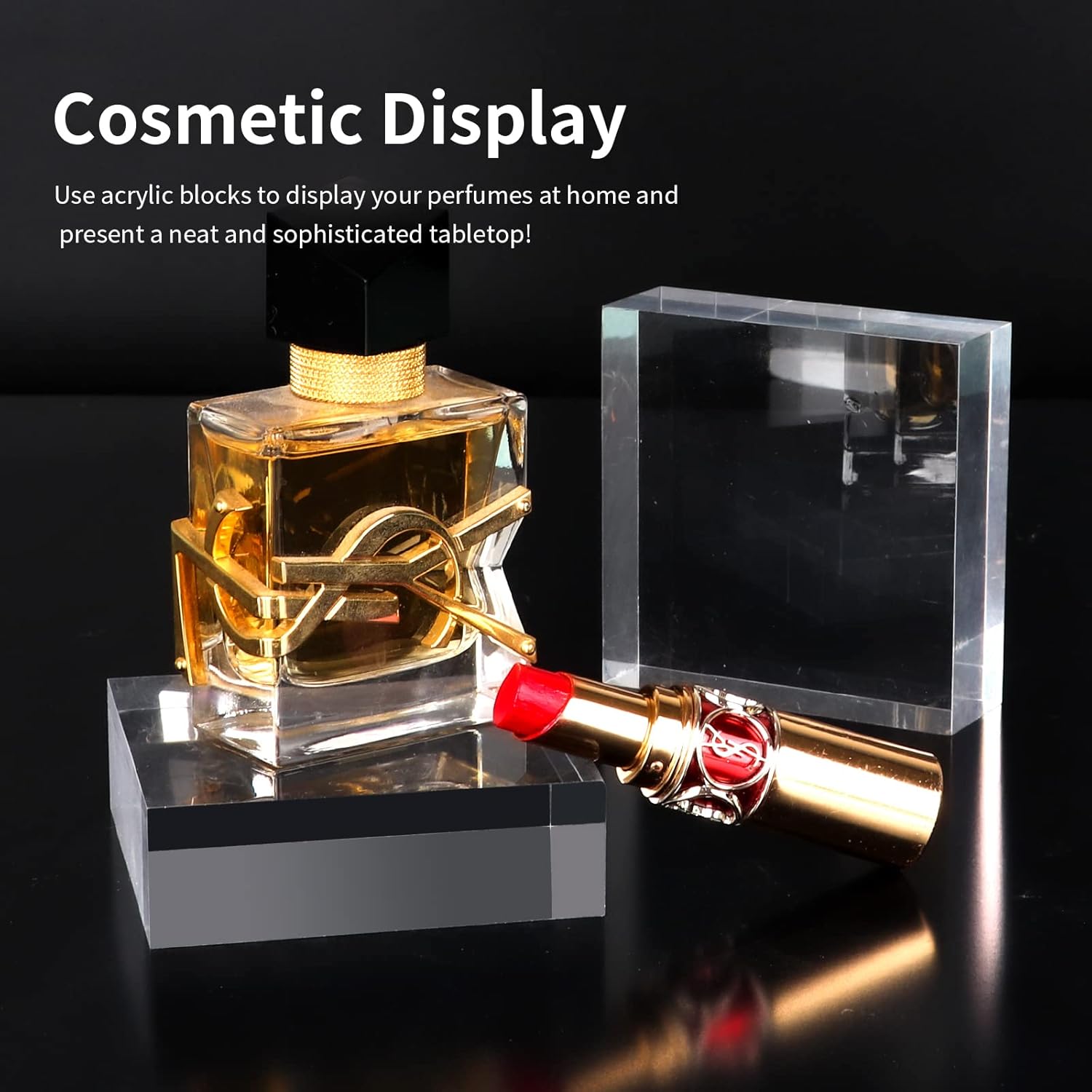 Hewomate Acrylic Display Block 2 Pieces 3x3x1 Inch Floating Pedestal Base
