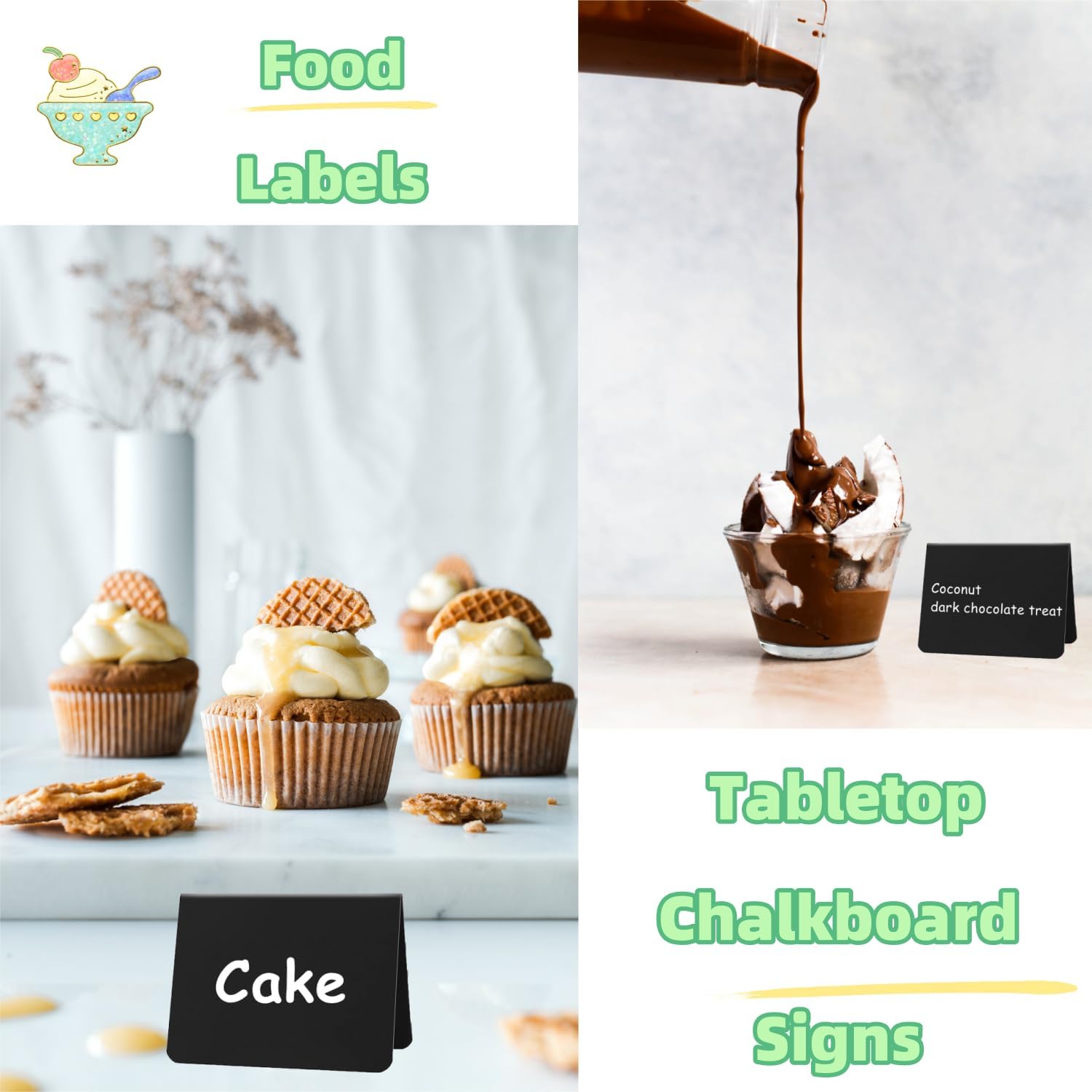 20PCS Mini Chalkboard Signs for Food Reusable Tabletop Place Cards