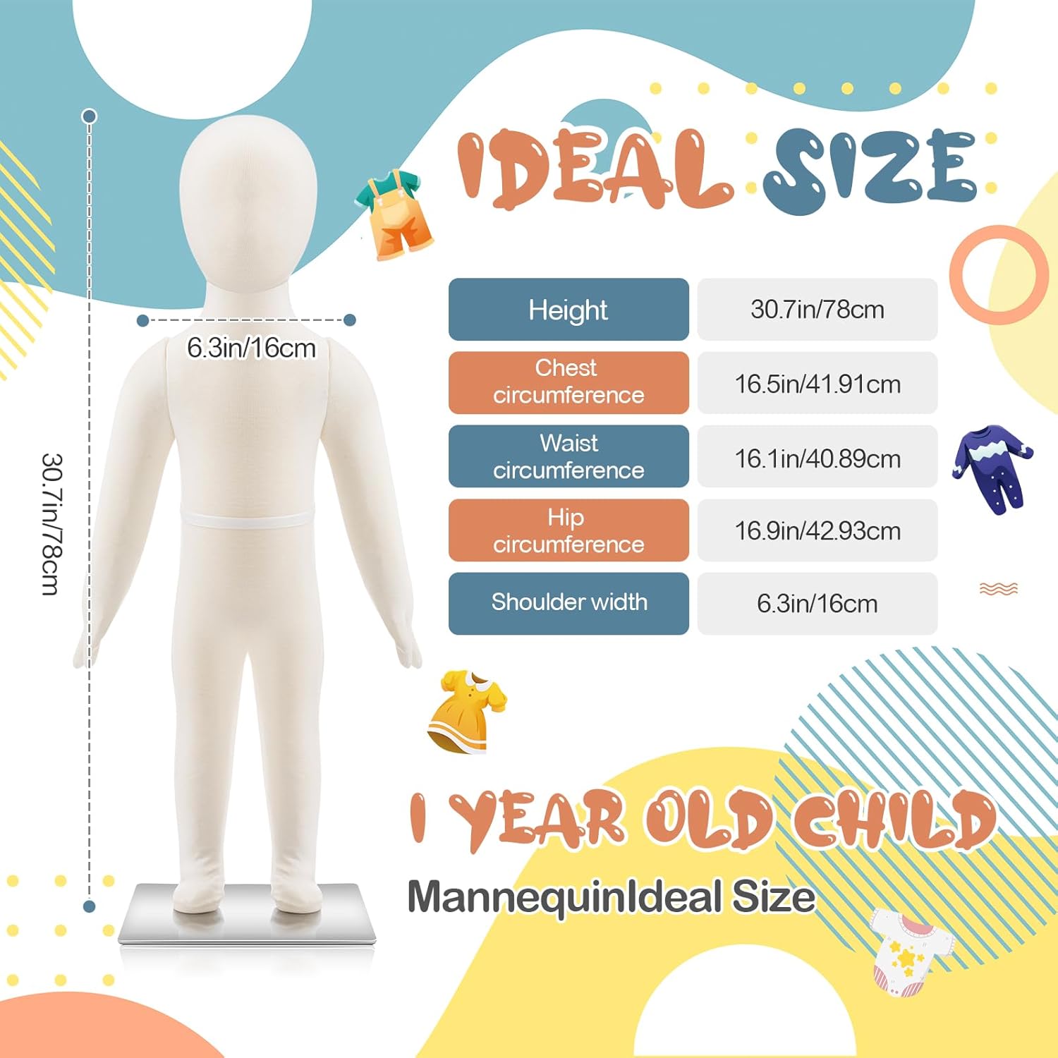 DoubleFill Kids Mannequins 1 Year Old 2 Pcs Set