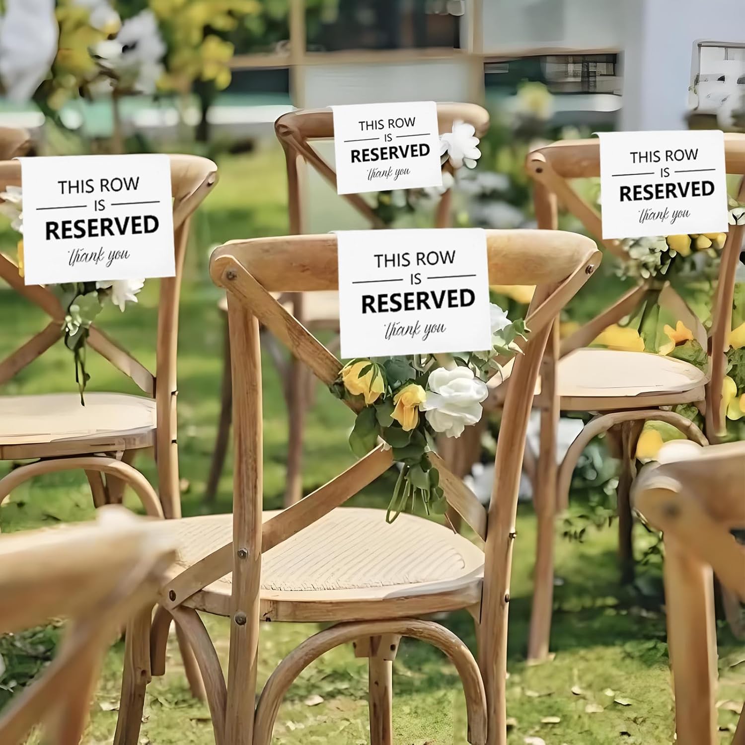 6Pcs White Reserved Seating Chair Signs for Wedding Ceremony