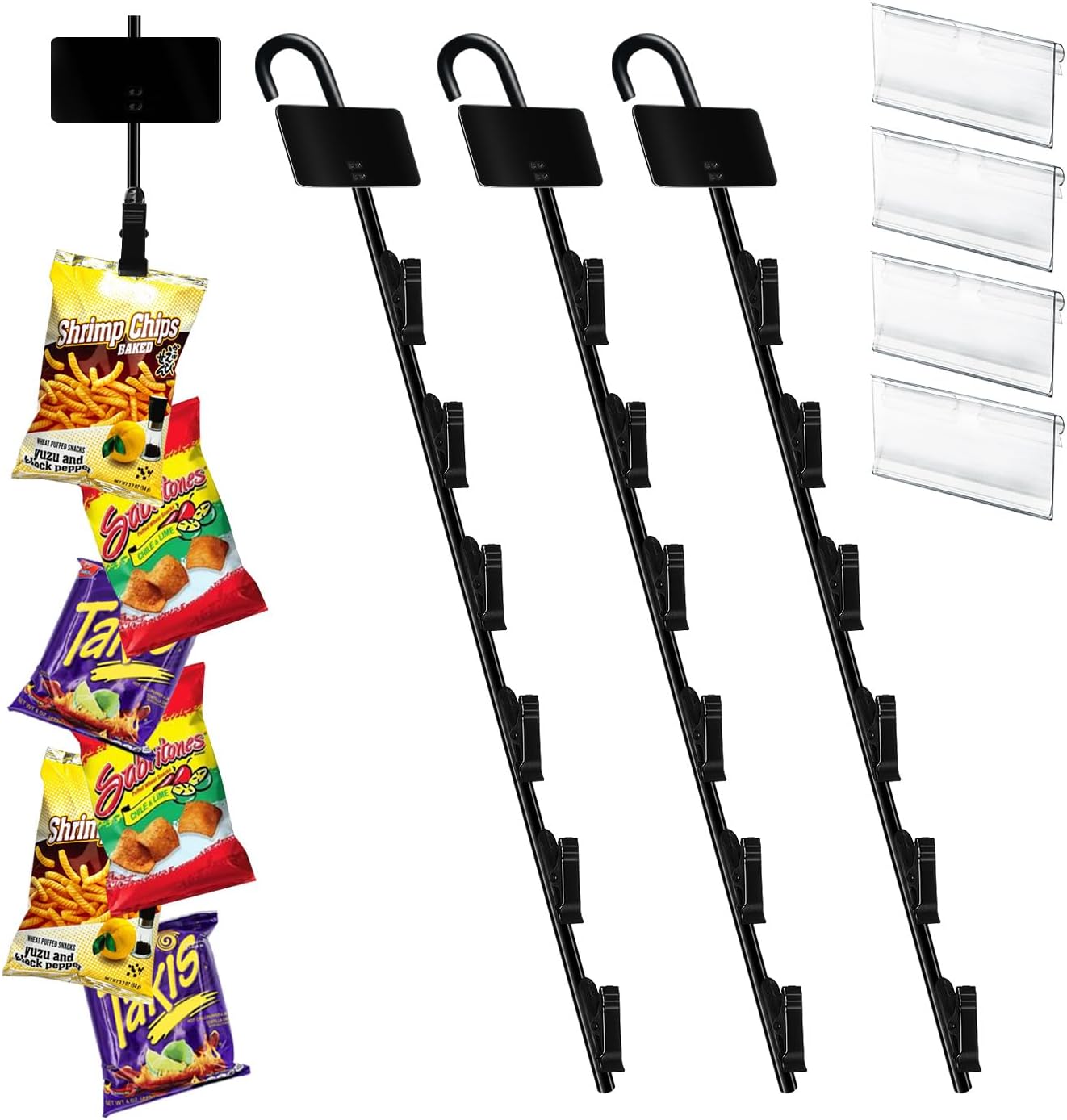 Hanging Merchandise Strips with 6 Clip Holders 4 Pack