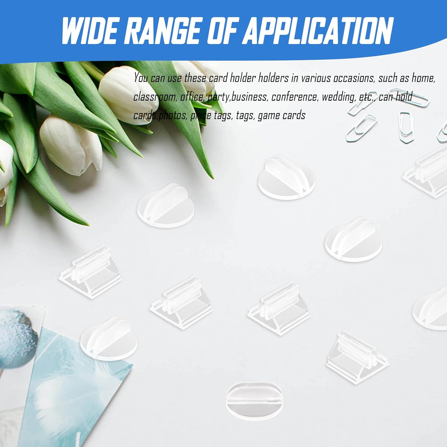 Giococo Card Stand - 98 PCS Clear Plastic Photo Holders for Tables Weddings Restaurants and Parties