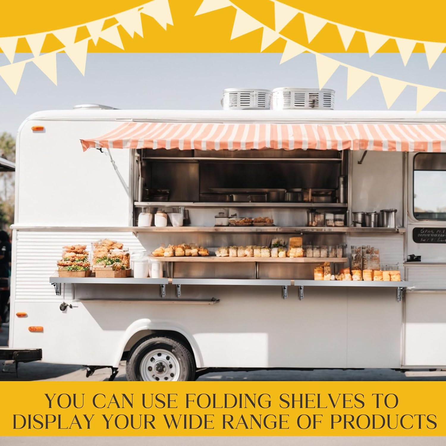 Stainless Steel Folding Wall Shelf for Food Trucks