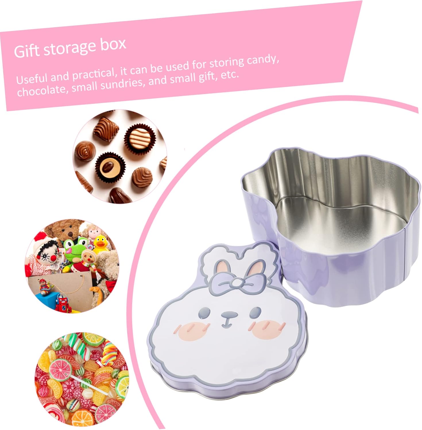 Rabbit Shaped Tinplate Candy Storage Box Multi Functional Party Favor Container