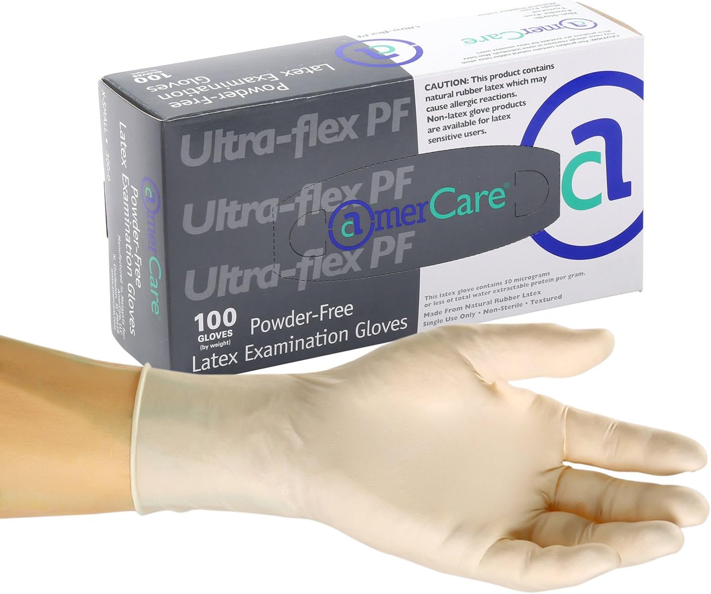 AmerCare Ultra Flex Powder Free Latex Exam Gloves