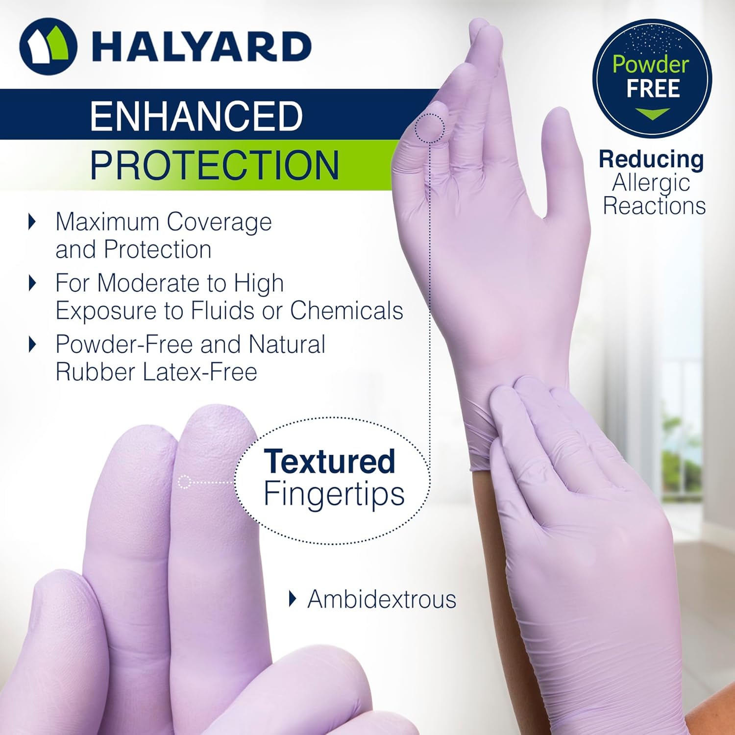 HALYARD Lavender Nitrile Exam Gloves 31 Mil Box of 250