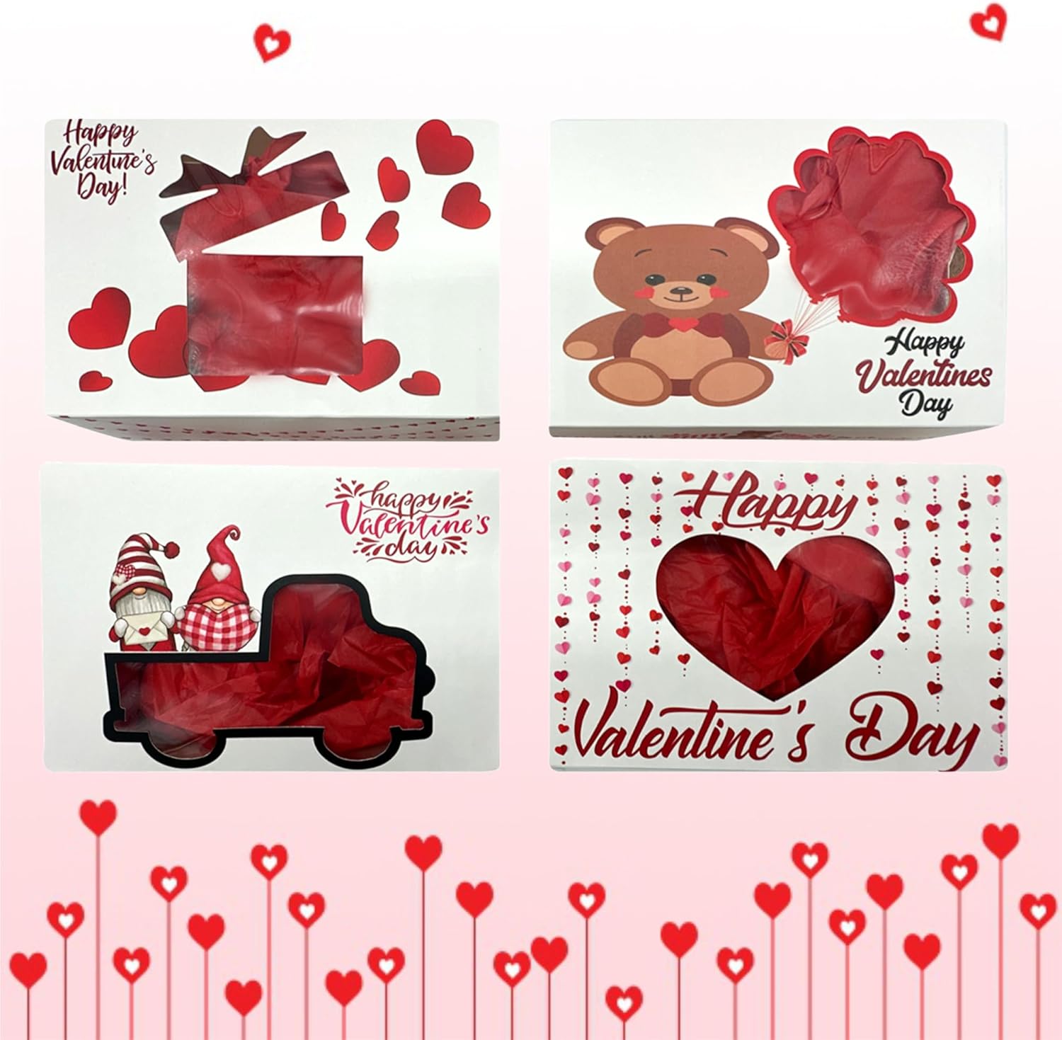 BASHOUT 24 Pcs Valentine Treat Box with Window Cutout