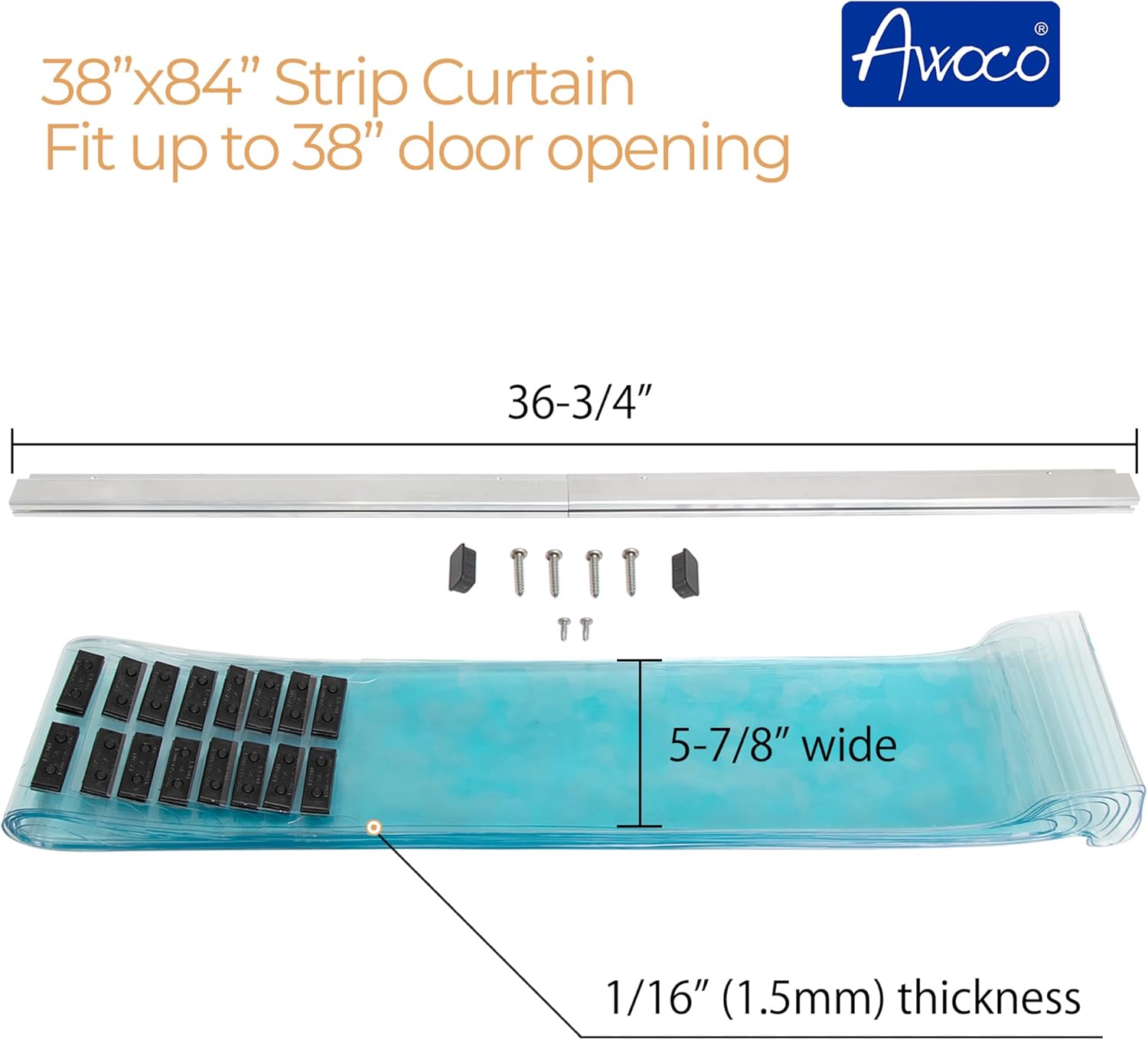Awoco 38 x 84 Inch Vinyl Strip Curtain Kit