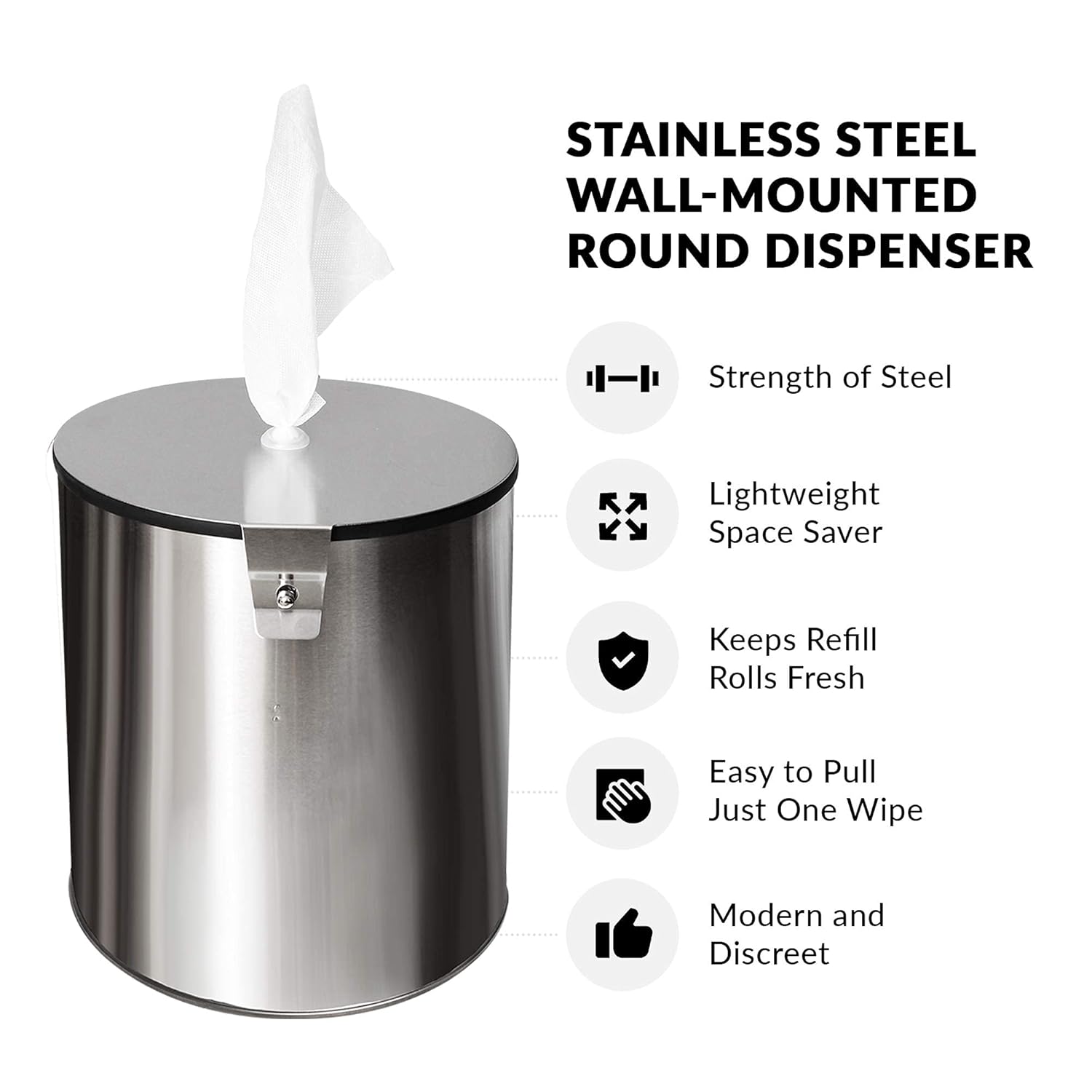 Stainless Steel Wall Mount Wipe Dispenser Round